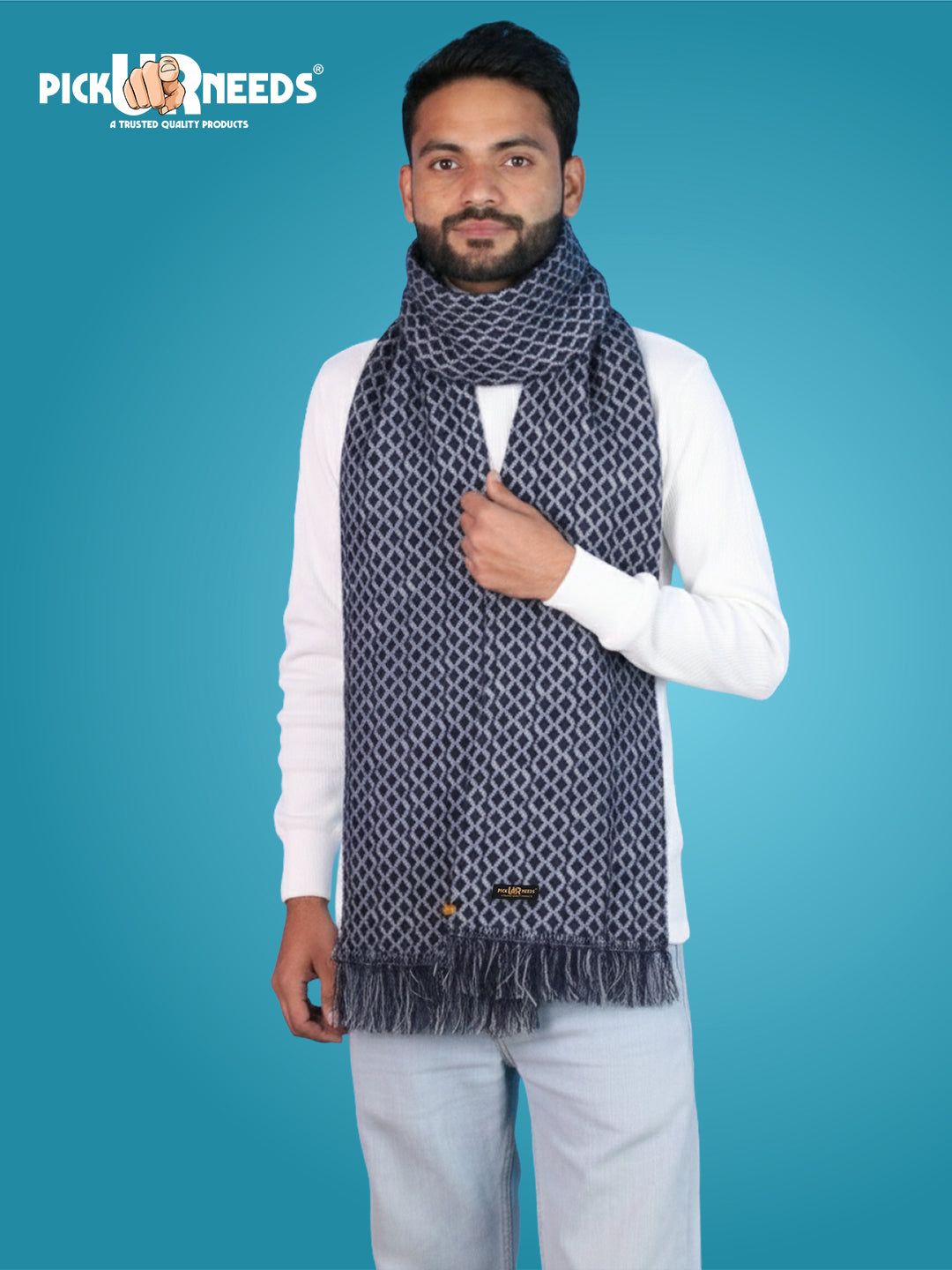 Pick Ur Needs Soft Warm Woolen Premium Winter Muffler for Men Scarf with Stylish Check Pattern Long & Comfortable Cold Weather Neck Wrap