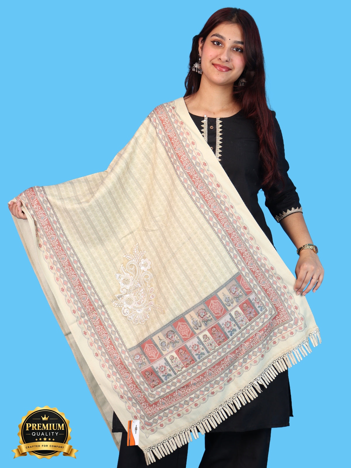 Pick Ur Needs Premium Soft Woolen Women & Girls Stylish Shawl with Elegant Design for Winter & Wedding