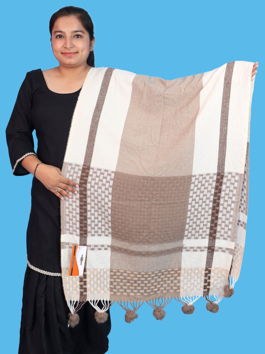 Pick Ur Needs Women Designer Winter Shawl with Geometric Checkered Pattern Shoulder Wrap with Tassels Stylish Stole for Girls Party, Casual & Ethnic Wear