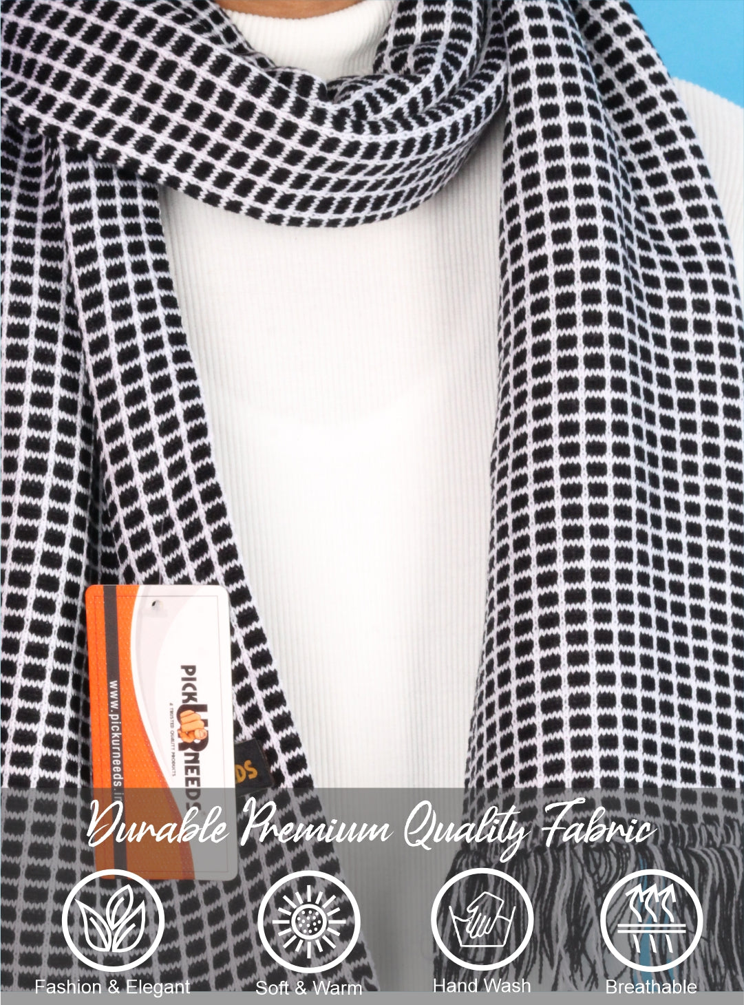 Pick Ur Needs Premium Winter Muffler Soft Warm Woolen for Men Scarf with Stylish Check Pattern Long & Comfortable Cold Weather Neck Wrap