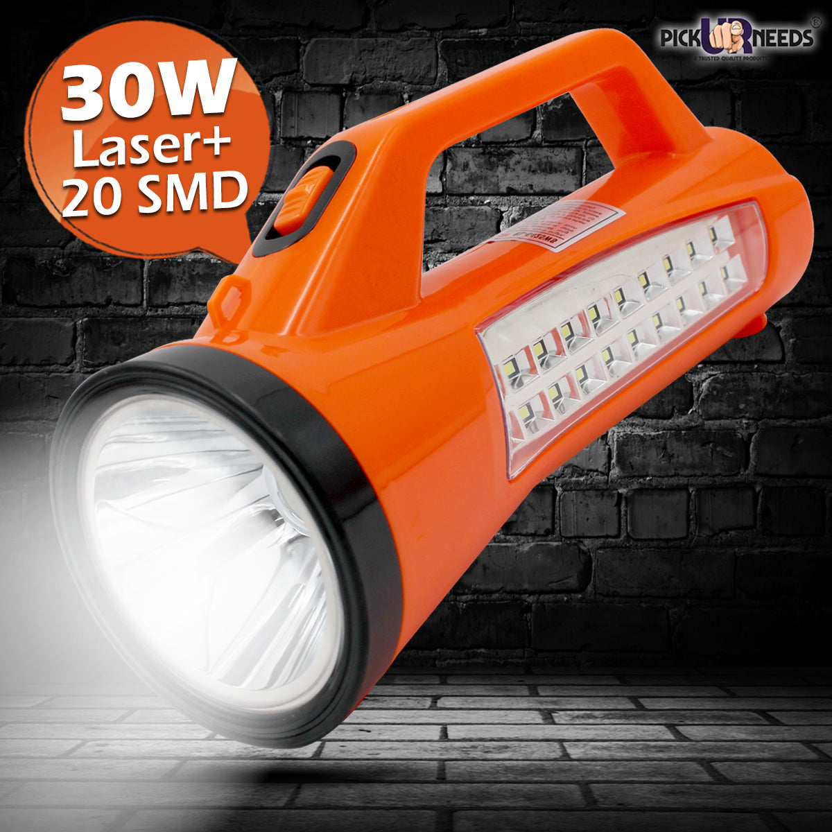 Pick Ur Needs Rechargeable 25W Laser 20 SMD LED Torch With 5 hrs Torch Emergency Light