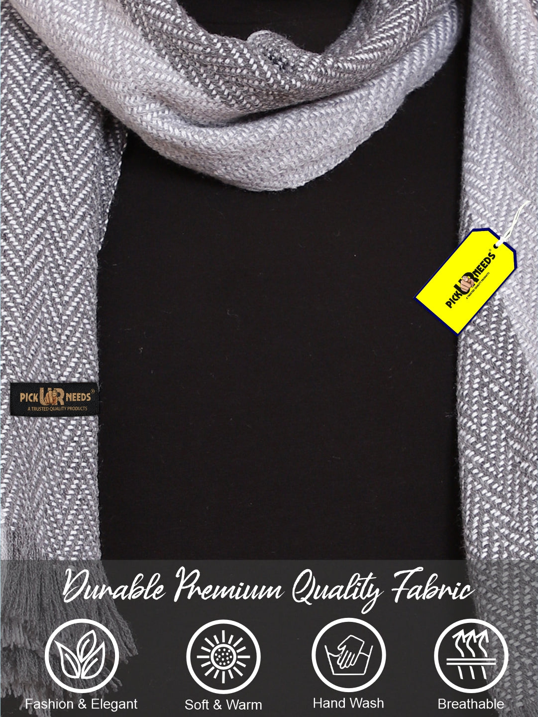 Pick Ur Needs Premium Men's Warm And Stylish Woolen Muffler With Multicolour Stripes And Stylish Tussles Ends