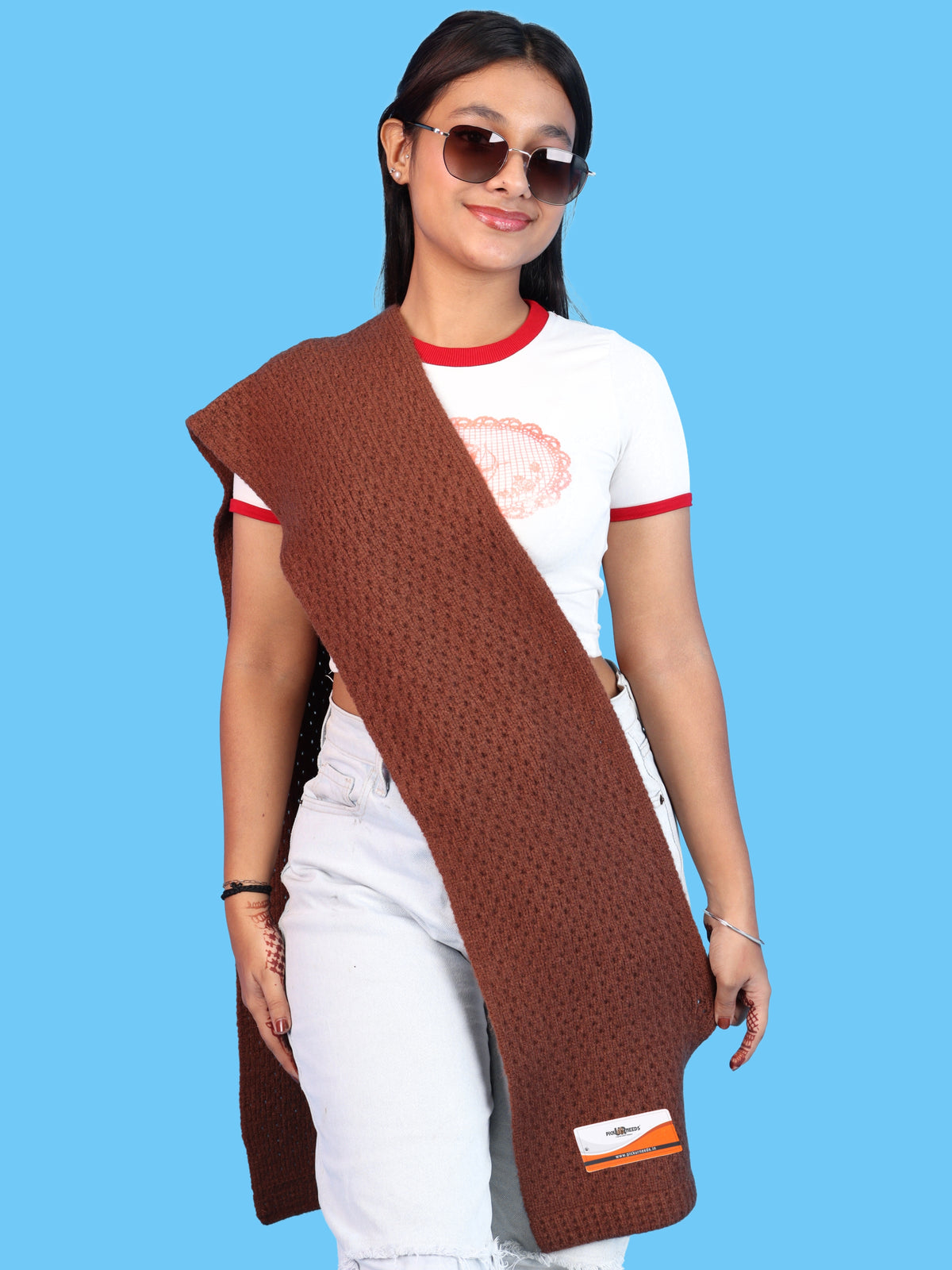 Pick Ur Needs Womens Soft Muffler Scarf, Lightweight Knitted Winter Stole, Warm & Cozy Long Neck Wrap for Women & Girls