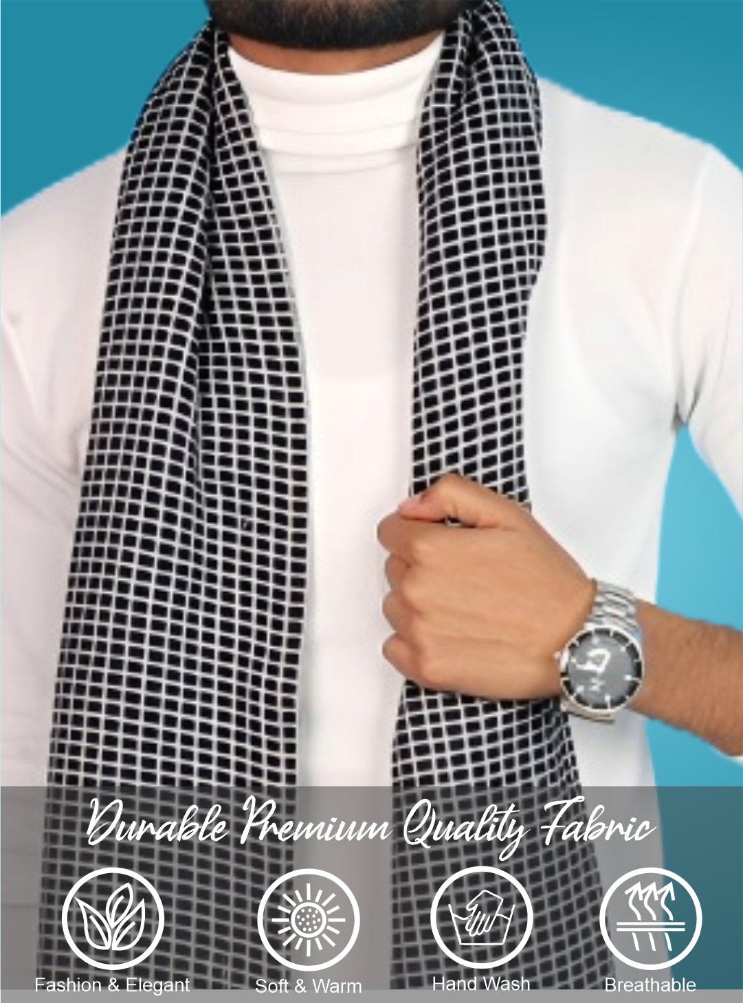 Pick Ur Needs Premium Winter Muffler Soft Warm Woolen for Men Scarf with Stylish Check Pattern Long & Comfortable Cold Weather Neck Wrap
