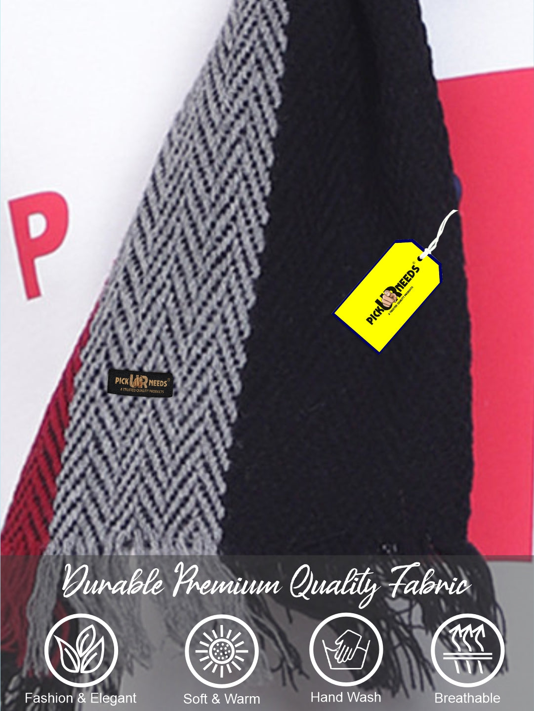 Pick Ur Needs Premium Men's Warm And Stylish Woolen Muffler With Multicolour Stripes And Stylish Tussles Ends