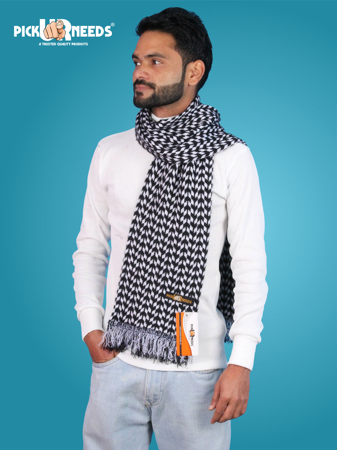 Pick Ur Needs Soft Warm Woolen Premium Winter Muffler for Men Scarf with Stylish Check Pattern Long & Comfortable Cold Weather Neck Wrap