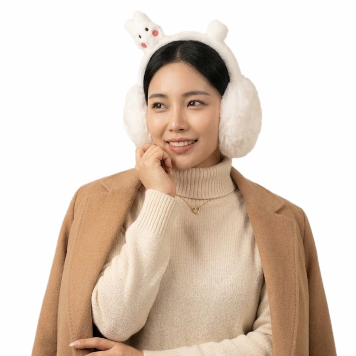 Pick Ur Needs Cute Bunny Ear Muffs for Women & Kids – Foldable Ultra-Soft Winter Earmuffs, Lightweight Plush Ear Warmers