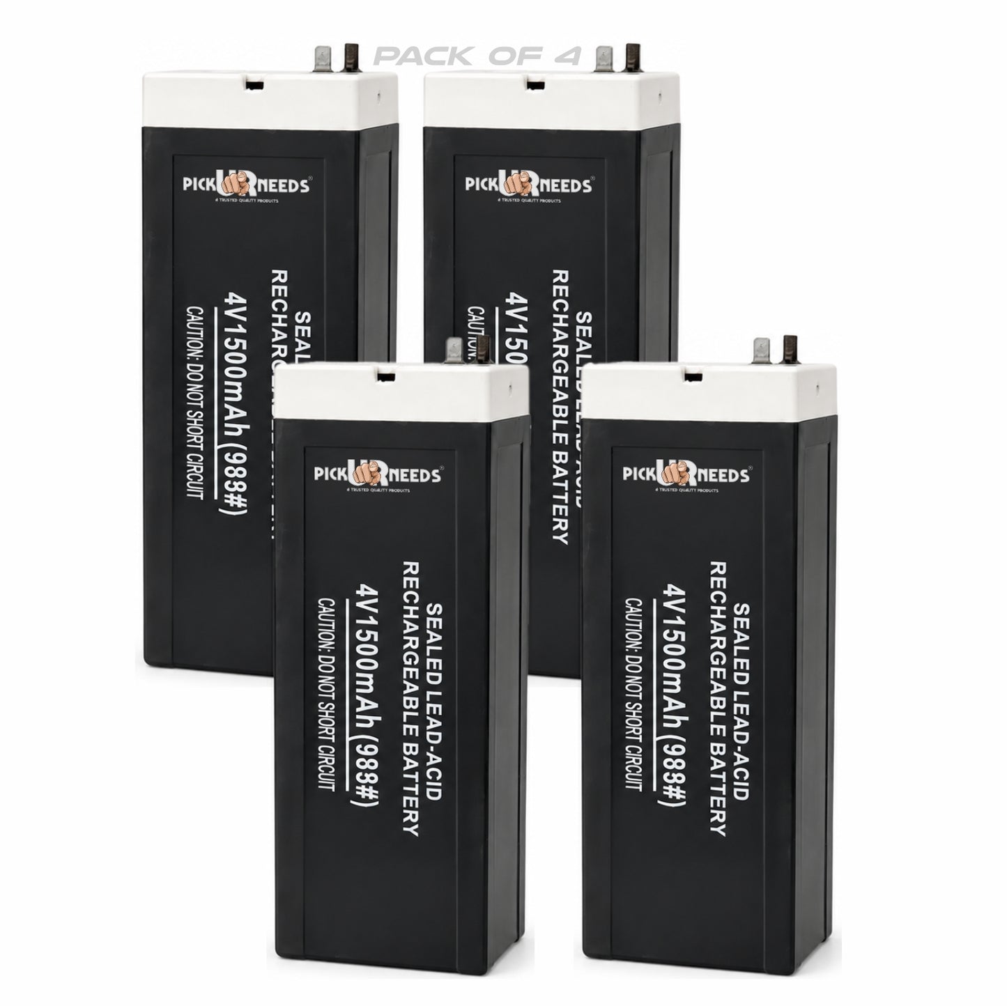 Pick Ur Needs 4V 1500mAh Rechargeable Lead Acid Battery for Emergency & Security Use 4 hrs Lantern Emergency Light (Black)