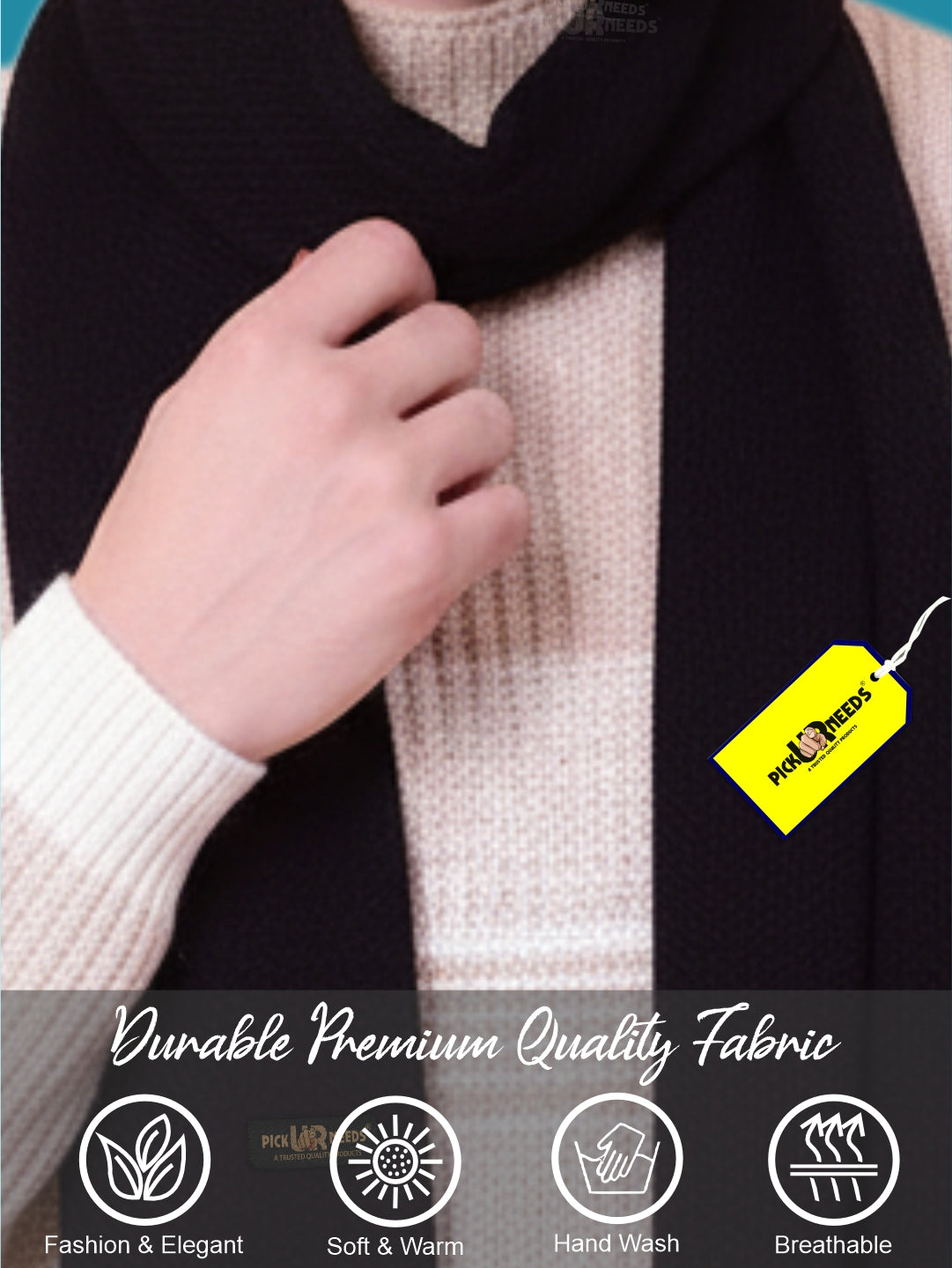 Pick Ur Needs Premium Soft, Warm & Breathable Wool Blend Winter Scarf for Men Fashionable Elegant Muffler