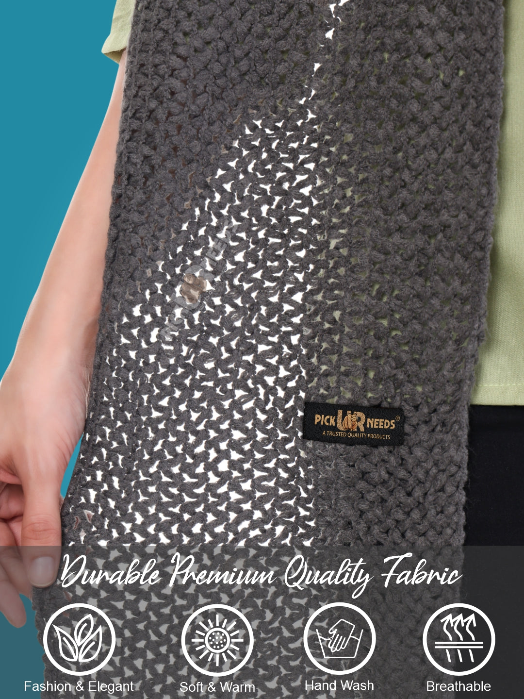 Pick Ur Needs Women's Chunky Knit Scarf  Soft, Warm & Breathable Winter Muffler  Unisex Solid Tan Textured Knit with Fringes