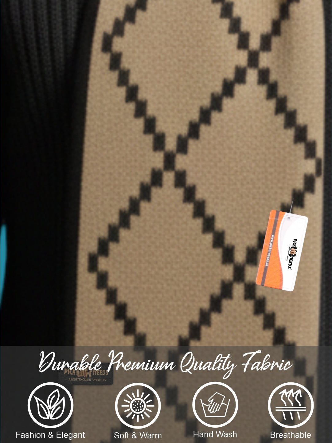 Pick Ur Needs Premium Winter Woolen Scarf for Women Designer Checkered Warm Muffler Soft, Stylish & Cozy Cold Weather Wrap