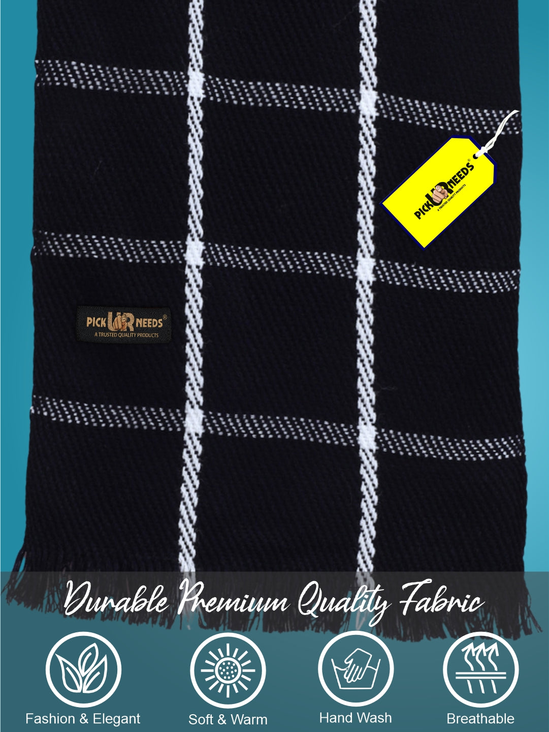 Pick Ur Needs Premium Men's Warm And Stylish Woolen Muffler With Multicolour Stripes And Stylish Tussles Ends