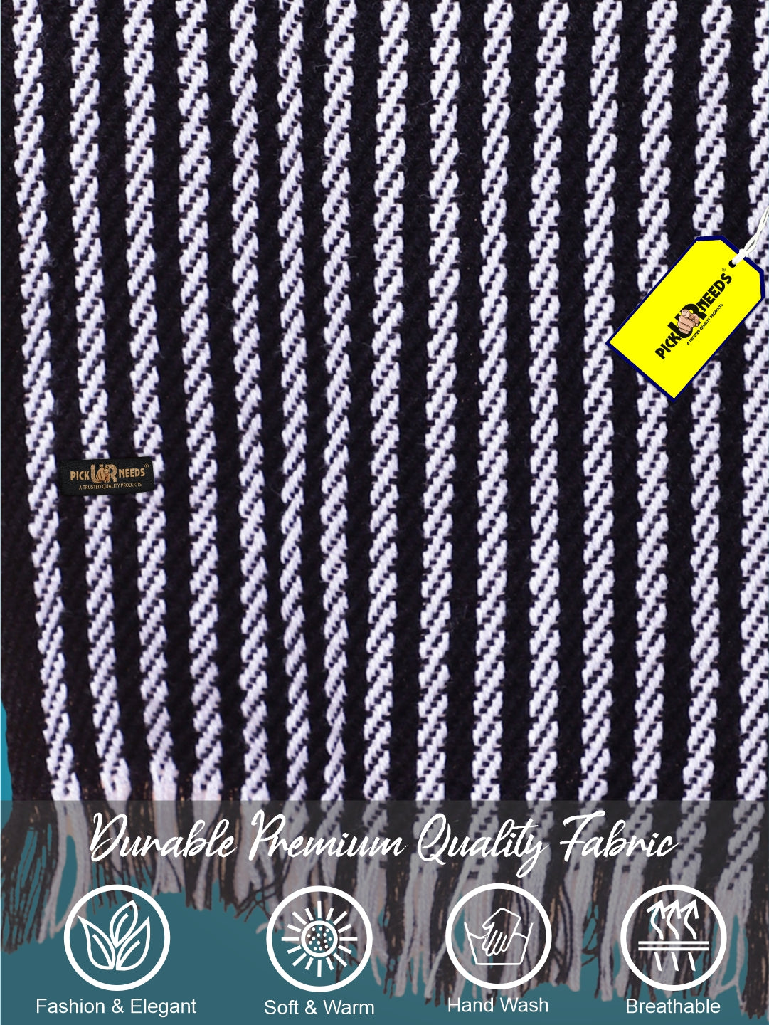 Pick Ur Needs Premium Men's Warm And Stylish Woolen Muffler With Multicolour Stripes And Stylish Tussles Ends