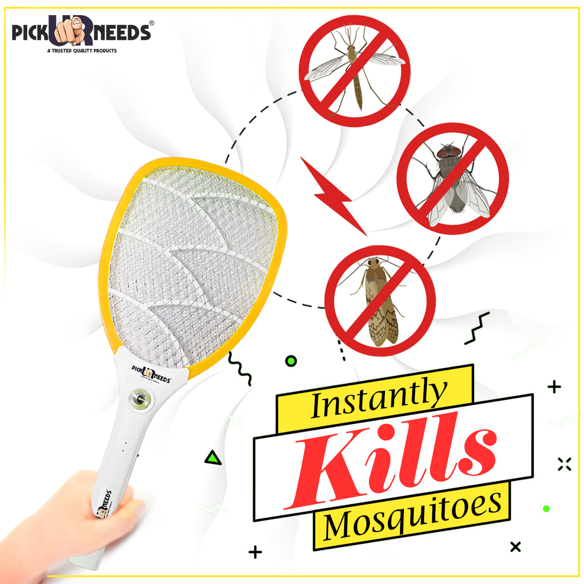 Pick Ur Needs Mosquito Racket Bat Rechargeable Anti Electric Insect Killer Racquet Bat | Fly Swatter with USB Charging