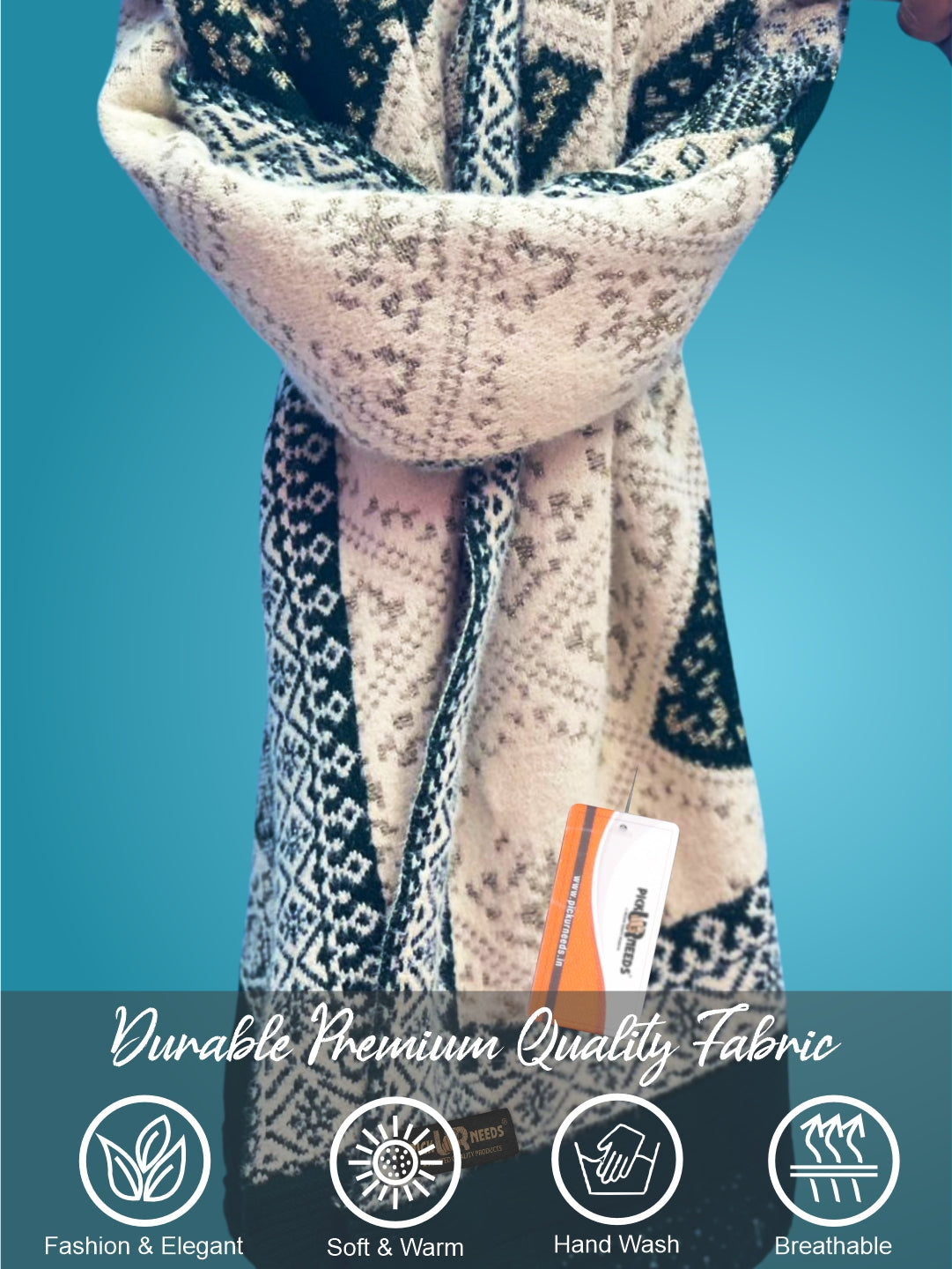 Pick Ur Needs Woolen Shawl for Women | Warm Winter Wool Fabric Shawls with Traditional Prints | Soft & Elegant Ethnic Stole