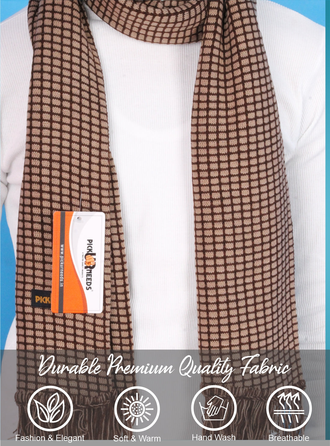 Pick Ur Needs Premium Winter Muffler Soft Warm Woolen for Men Scarf with Stylish Check Pattern Long & Comfortable Cold Weather Neck Wrap