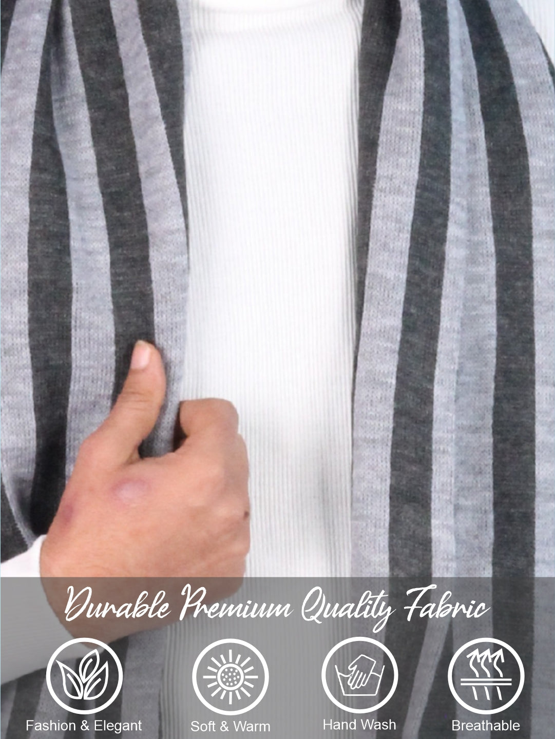 Pick Ur Needs Premium Soft Winter Muffler for Men Stylish Striped Woolen Scarf Warm & Comfortable