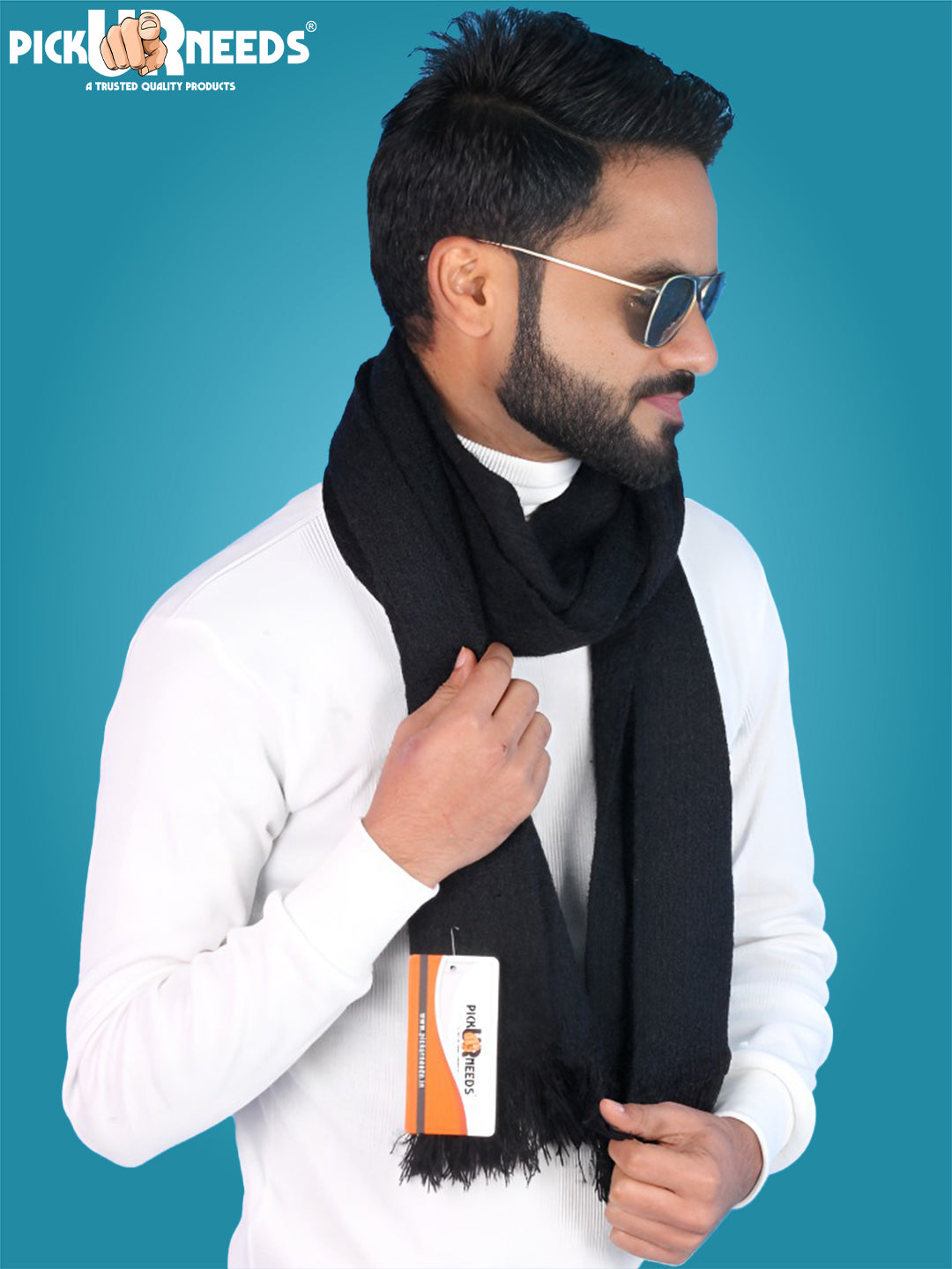 Pick Ur Needs Premium Winter Knit Muffler for Men Soft Woolen Neck Scarf with Stylish Pattern Warm & Comfortable Winter Wear for Outdoor & Casual Use