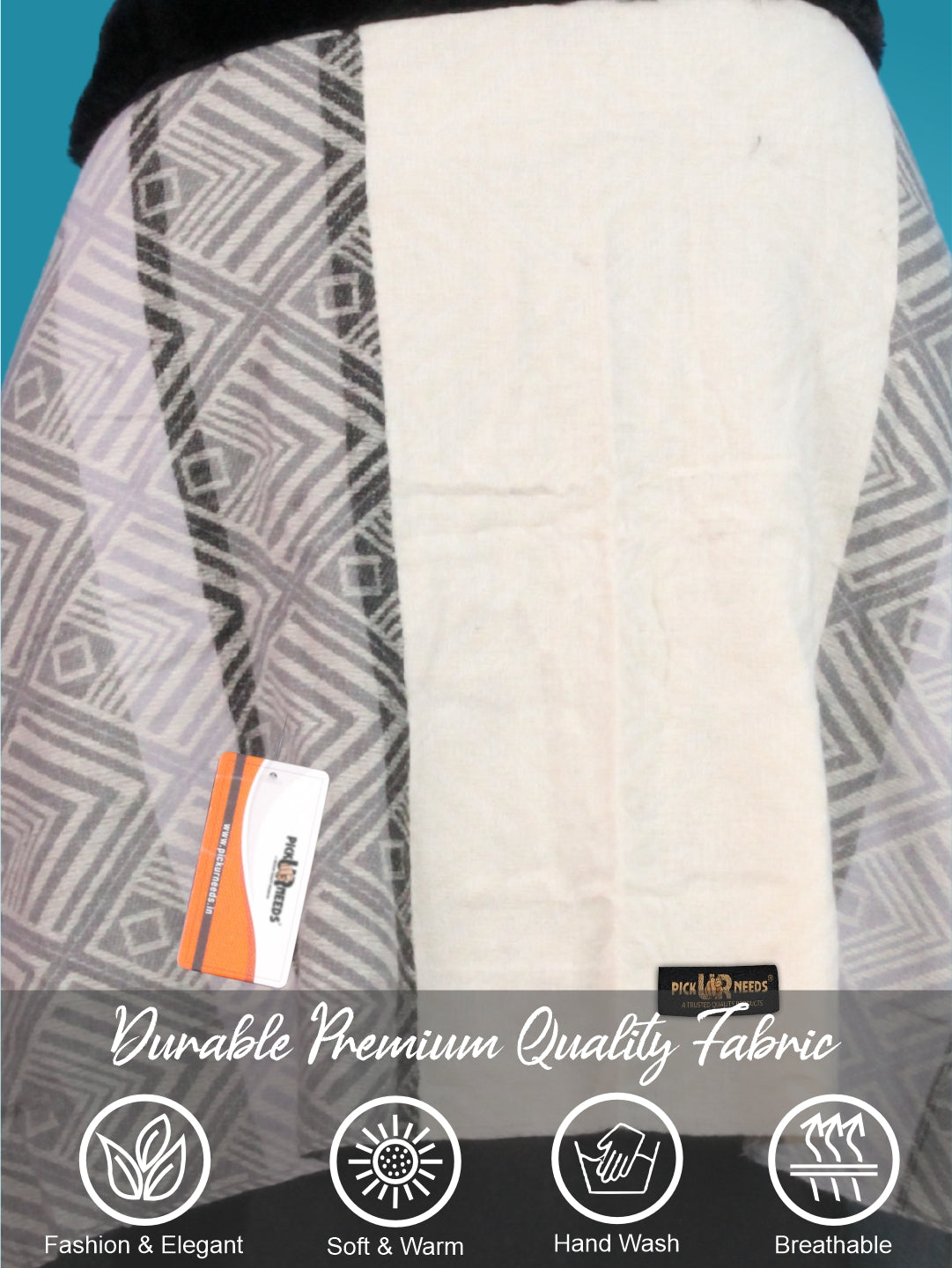 Pick Ur Needs Women's Winter Geometric Printed Faux Fur Border Shawl with Tassels  Soft Warm Wrap Stole for Casual, Party & Travel