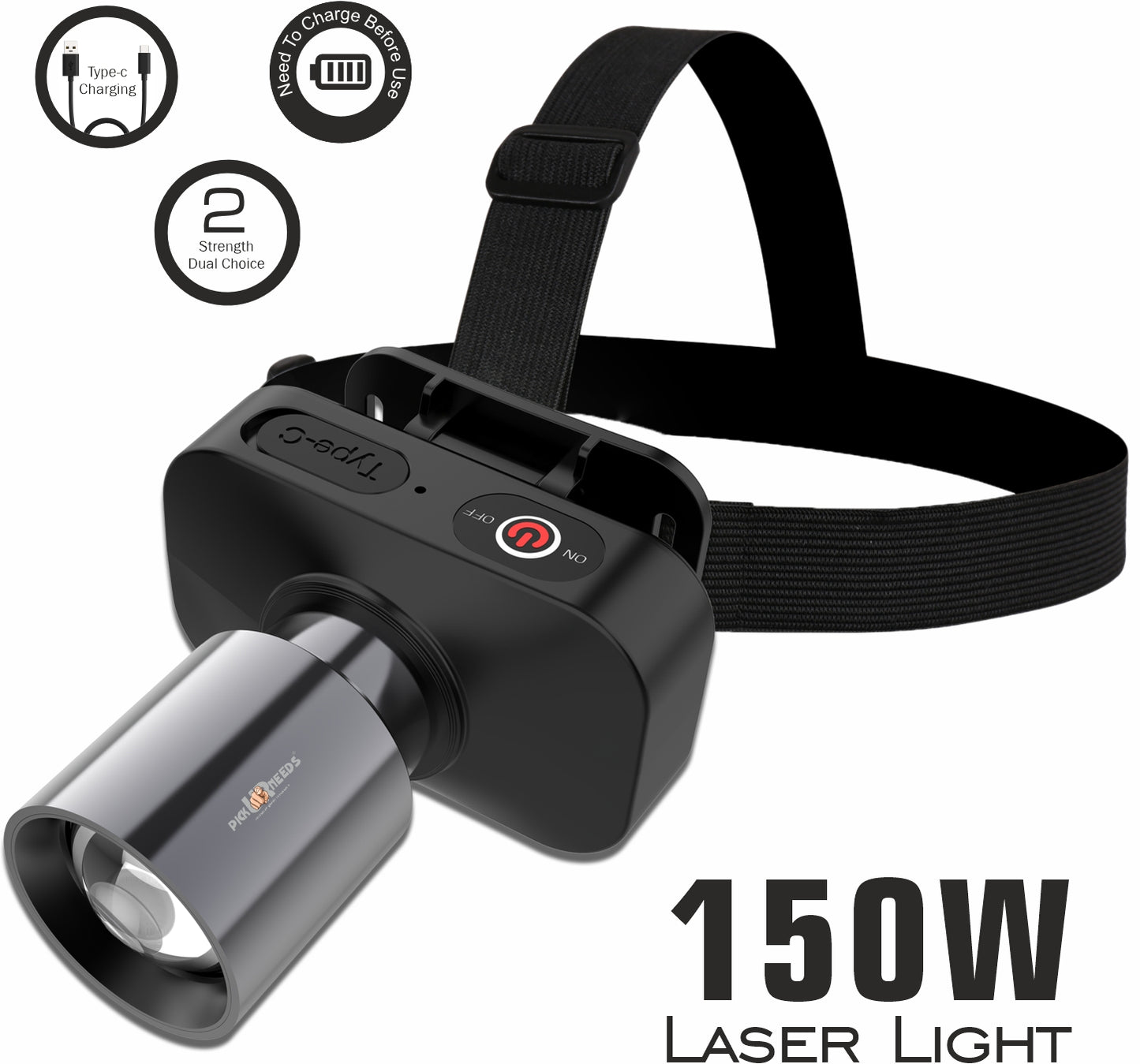 Pick Ur Needs Rechargeable Head Lamp With 3 Mode Light Zooming With Metal Head Adjustable LED 5 hrs Torch Emergency Light