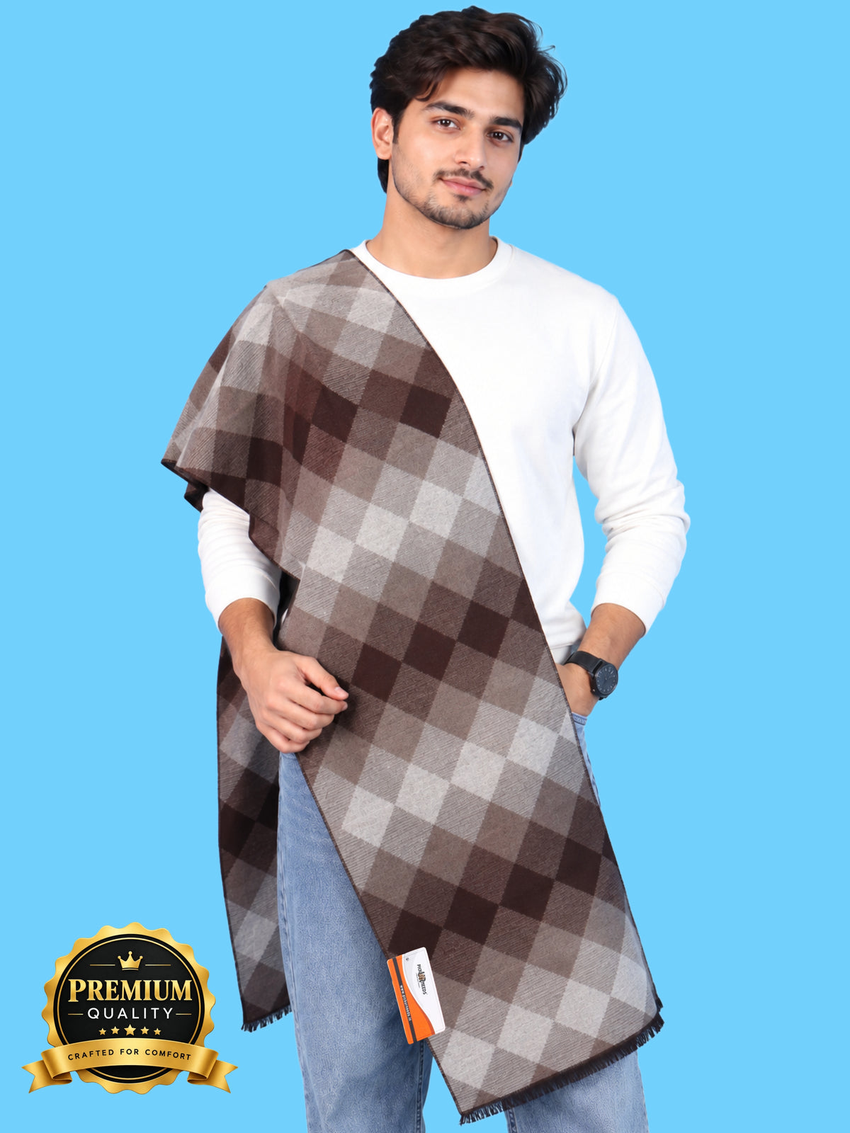 Pick Ur Needs Premium Winter Muffler for Men & Boys Soft & Warm Checkered Design Woolen Style Scarf Stylish Long Neck Wrap for Winter Wear