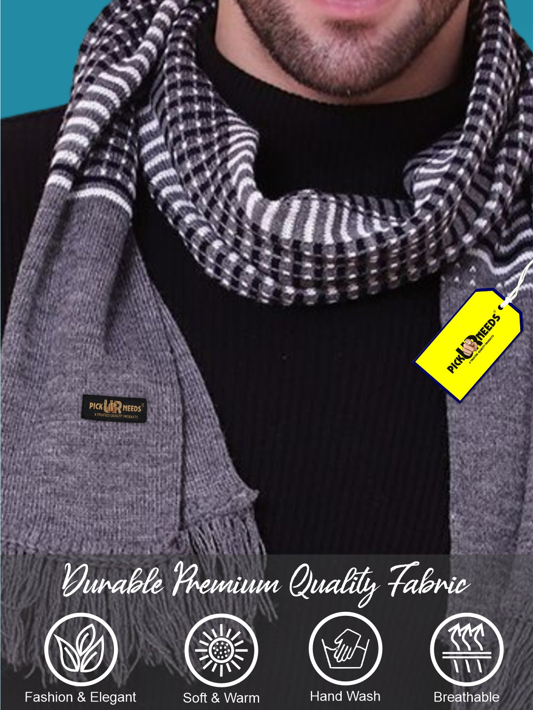 Pick Ur Needs Premium Winter Muffler for Men Soft Woolen Knitted Scarf for Warmth & Style