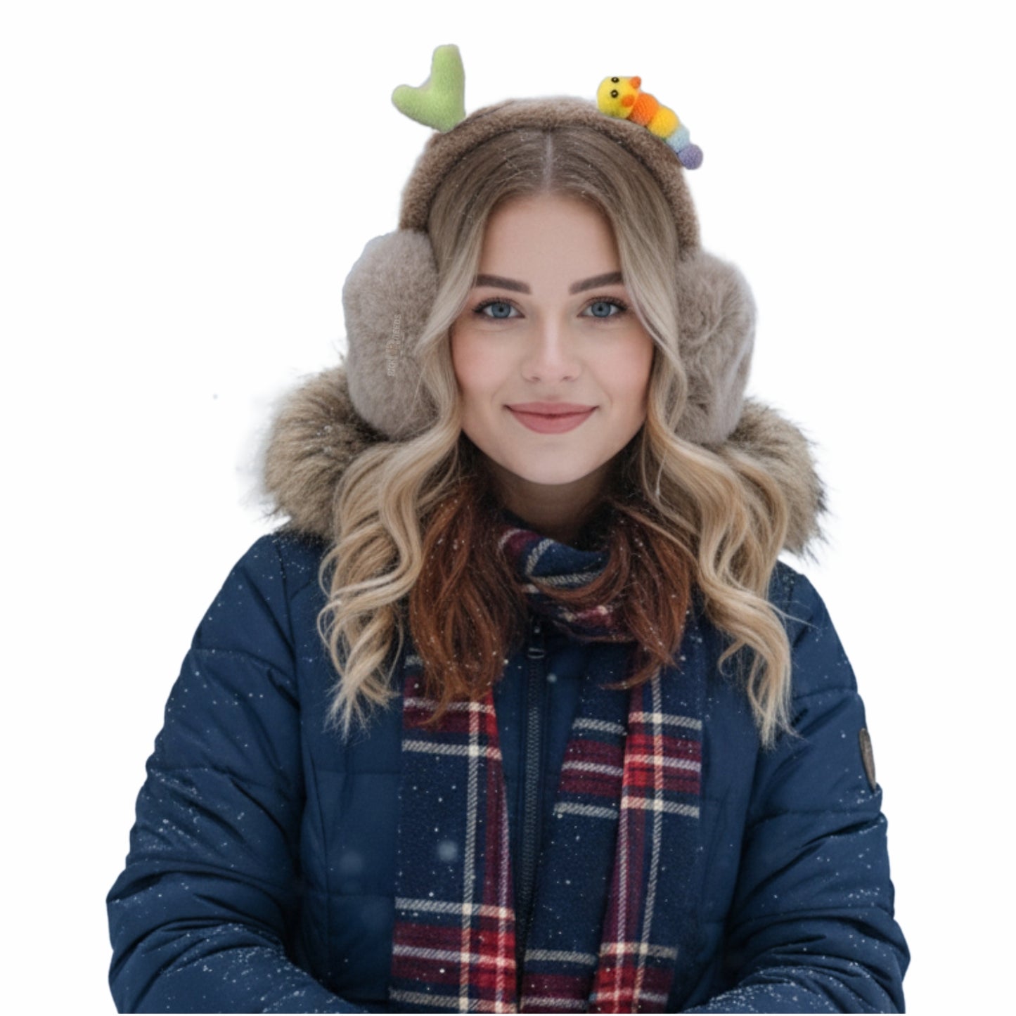 Pick Ur Needs Cute Caterpillar Ear Muffs for Women & Girls – Fluffy Plush Winter Earmuffs, Ear Warmers, Soft Cozy Outdoor Accessory