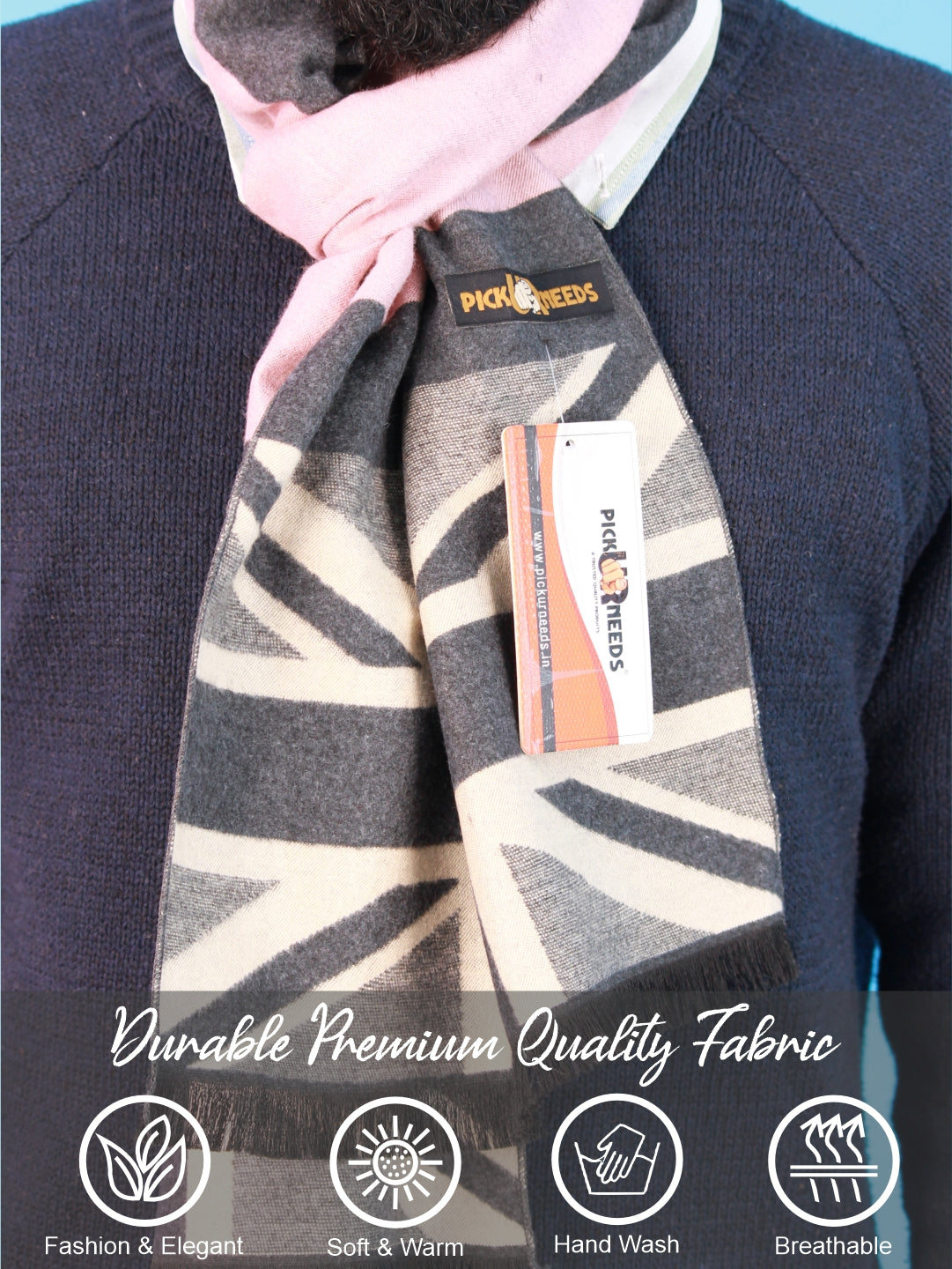 Pick Ur Needs Wool Blend Muffler for Men Soft Winter Scarf with Elegant Checks All-Day Comfort
