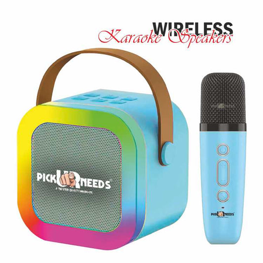Pick Ur Needs Kids Karaoke 4 Multiple Voice Mike With Bluetooth Speaker RGB Disco Party Light  (Blue)