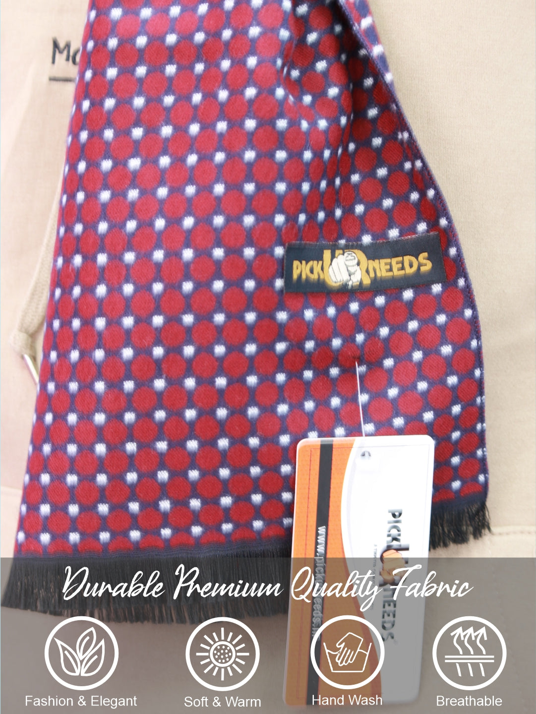 Pick Ur Needs Wool Blend Muffler for Men Soft Winter Scarf with Elegant Checks All-Day Comfort