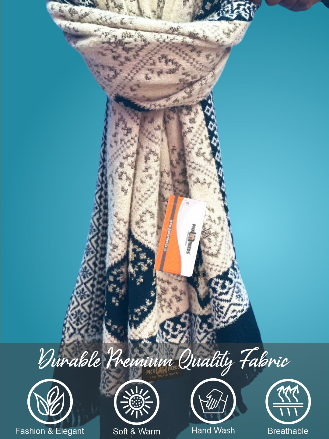 Pick Ur Needs Woolen Shawl for Women | Warm Winter Wool Fabric Shawls with Traditional Prints | Soft & Elegant Ethnic Stole