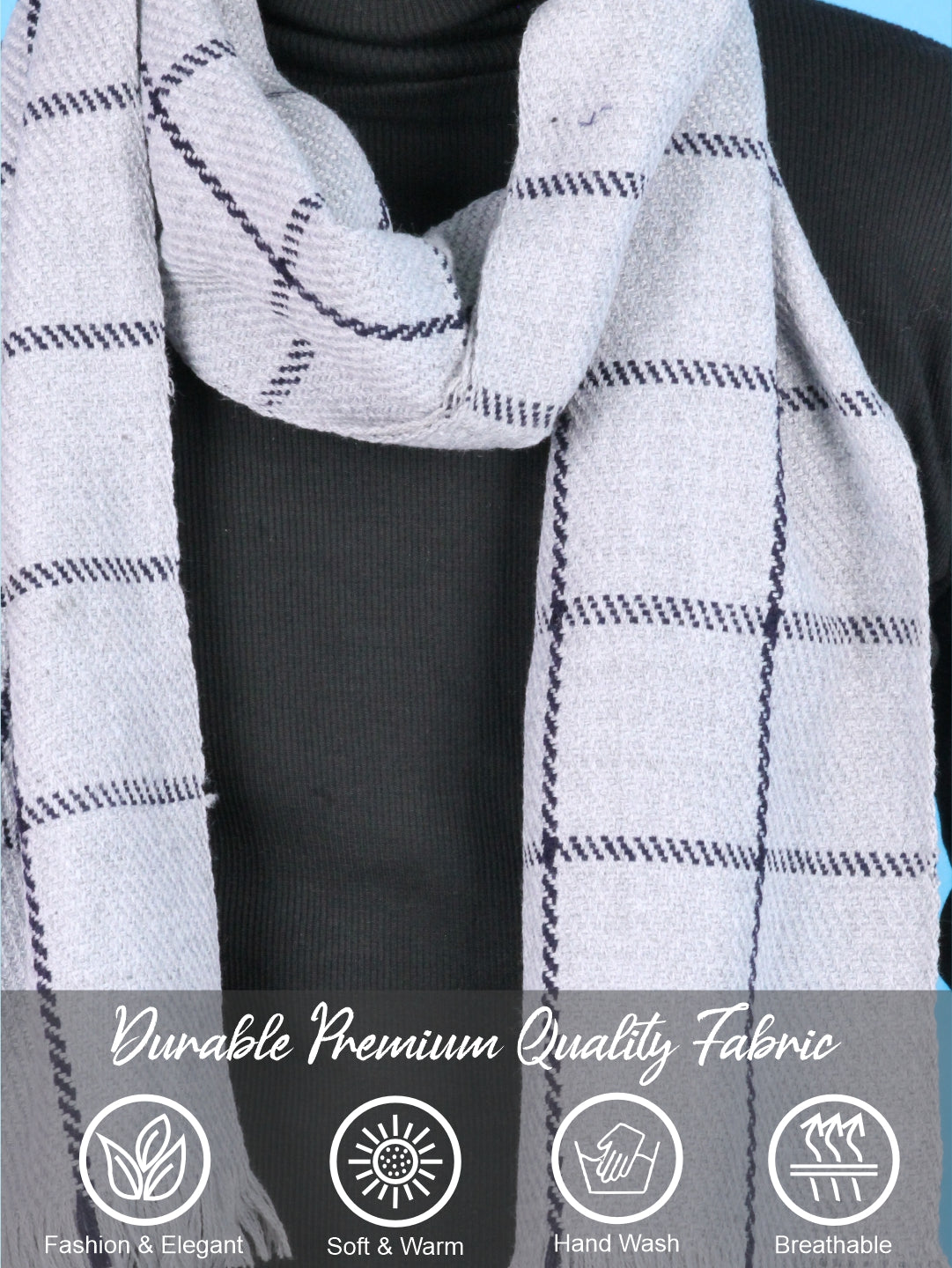 Pick Ur Needs Premium Men's Warm And Stylish Woolen Muffler With Multicolour Stripes And Stylish Tussles Ends