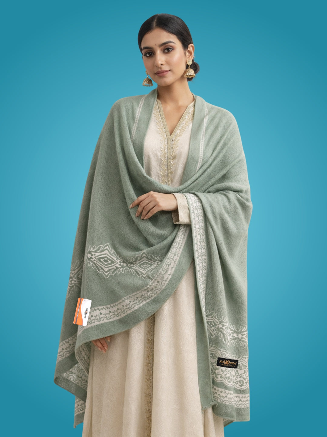 Pick Ur Needs Soft & Elegant Ethnic Stole Woolen Shawl for Women Warm Winter Wool Shawls with Traditional Prints