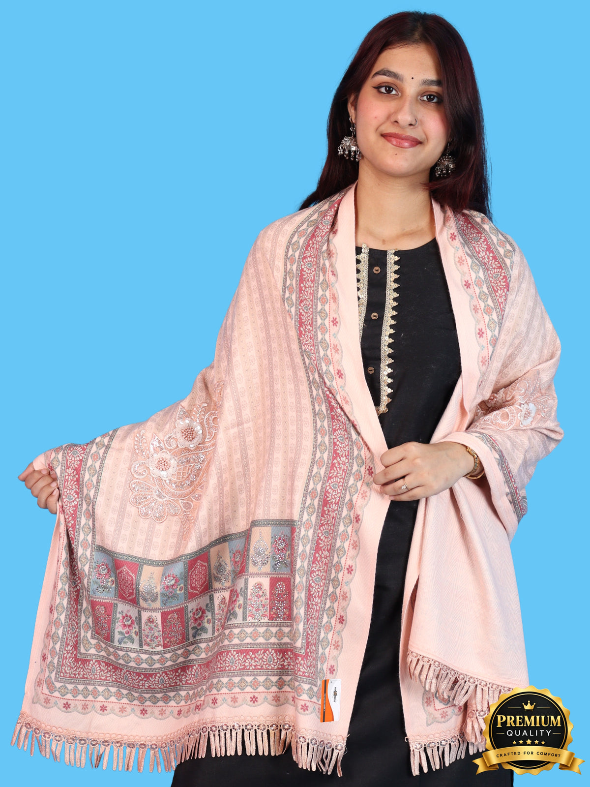 Pick Ur Needs Premium Soft Woolen Women & Girls Stylish Shawl with Elegant Design for Winter & Wedding