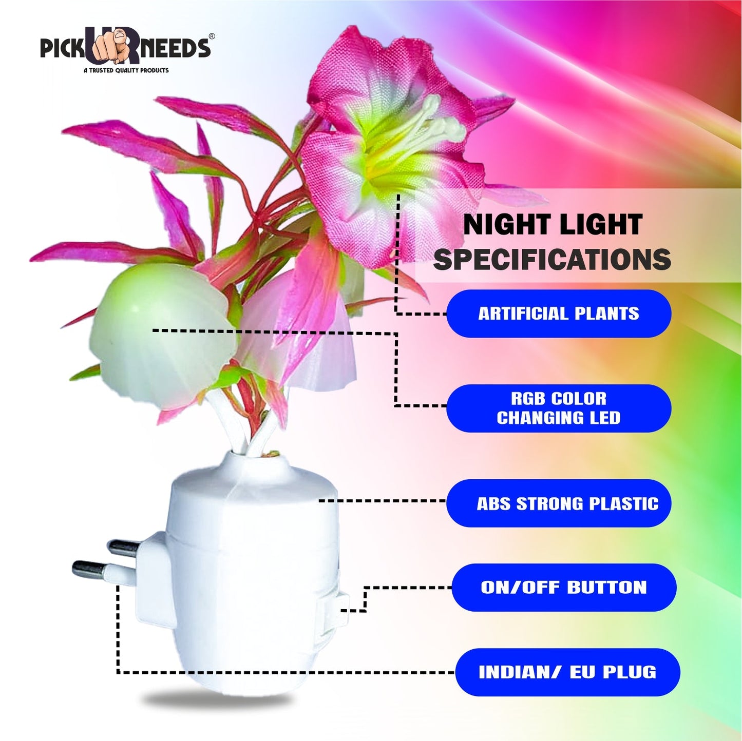 Pick Ur Needs Color Changing LED Night Light Mushroom Lamp with Manual Switch On/Off So