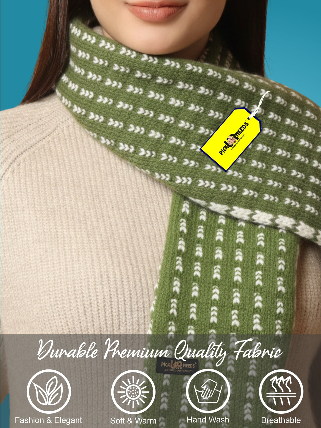 Pick Ur Needs Women Knitted Winter Muffler Soft & Warm Woolen Scarf with Stylish Pattern Lightweight Neck Wrap for Casual, Office