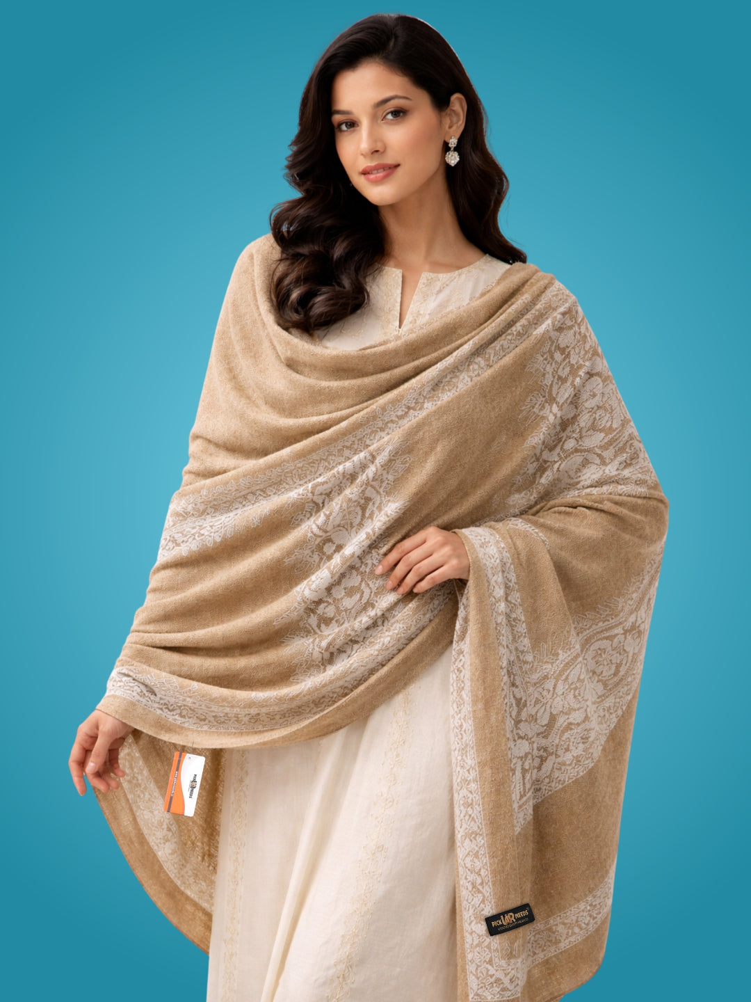 Pick Ur Needs Soft & Elegant Ethnic Stole Woolen Shawl for Women Warm Winter Wool Shawls with Traditional Prints