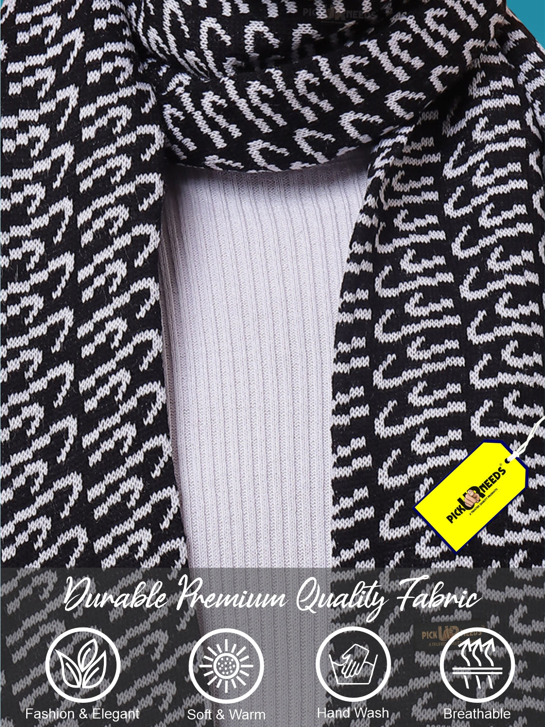 Pick Ur Needs Premium Winter Knit Muffler for Men Soft Woolen Neck Scarf with Stylish Pattern Warm & Comfortable Winter Wear for Outdoor & Casual Use
