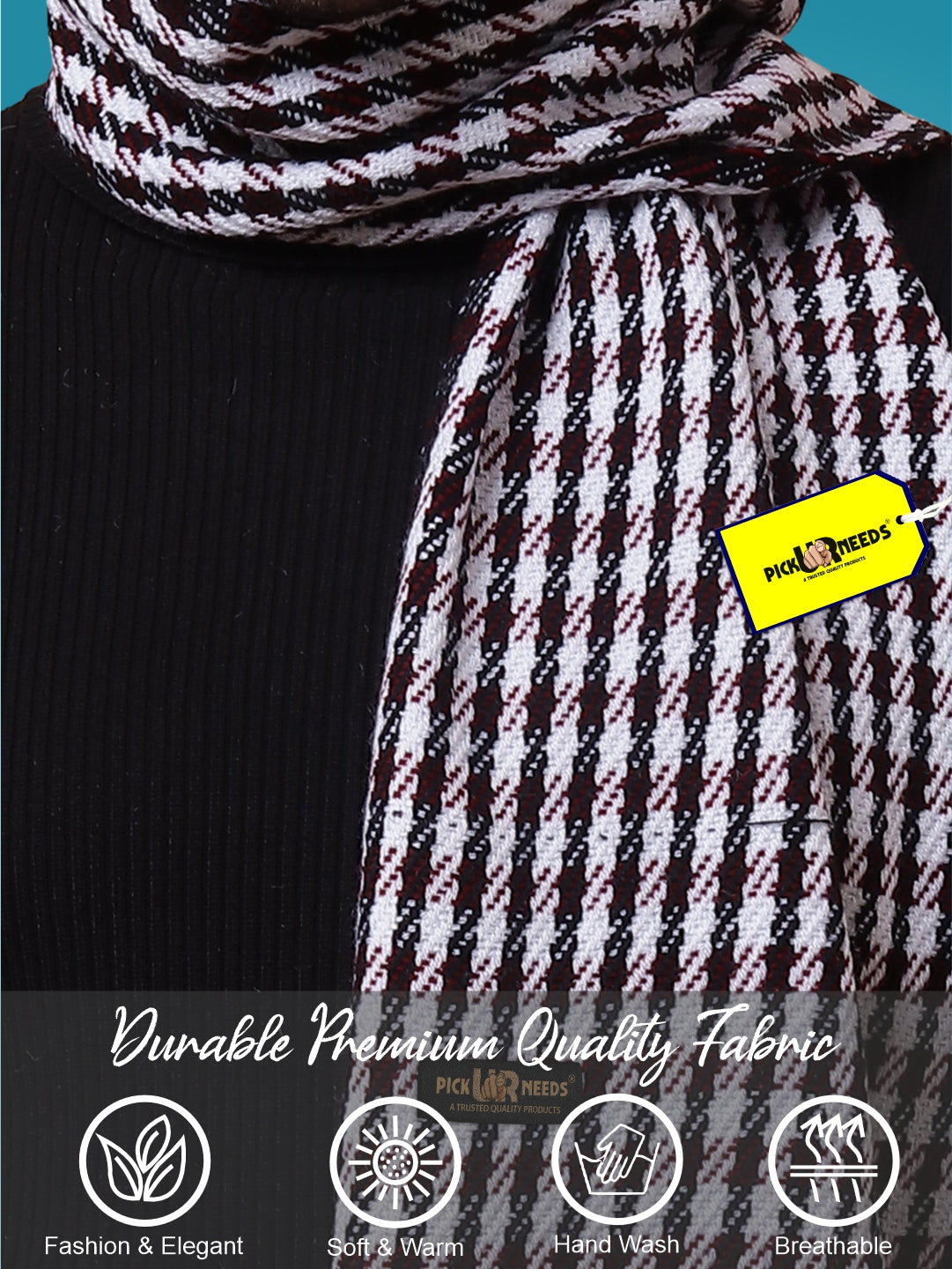 Pick Ur Needs Premium Men's Warm And Stylish Woolen Muffler With Multicolour Stripes And Stylish Tussles Ends