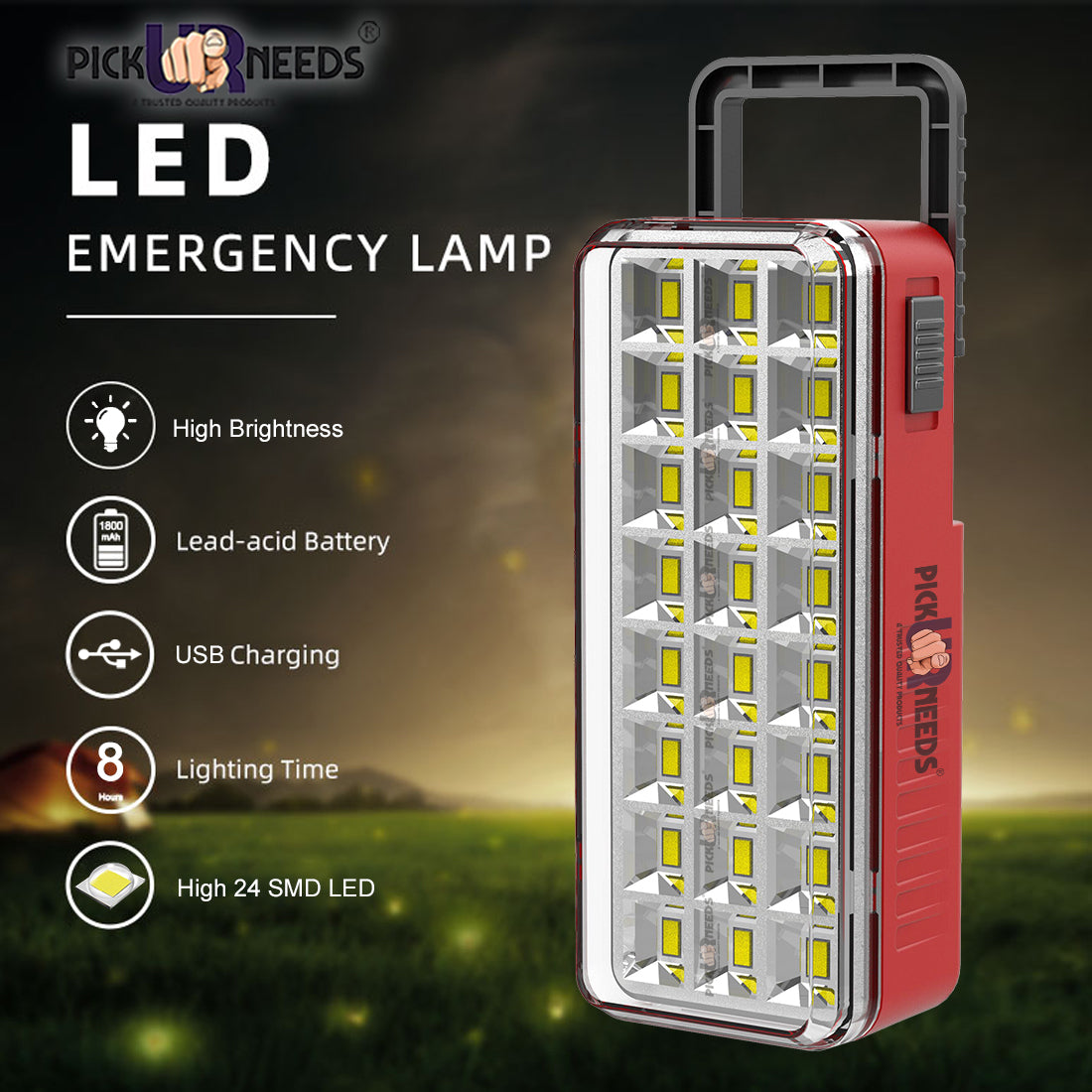 Pick Ur Needs High-Bright 24 LED with Rechargeable Emergency Floor Lantern Lamp Light