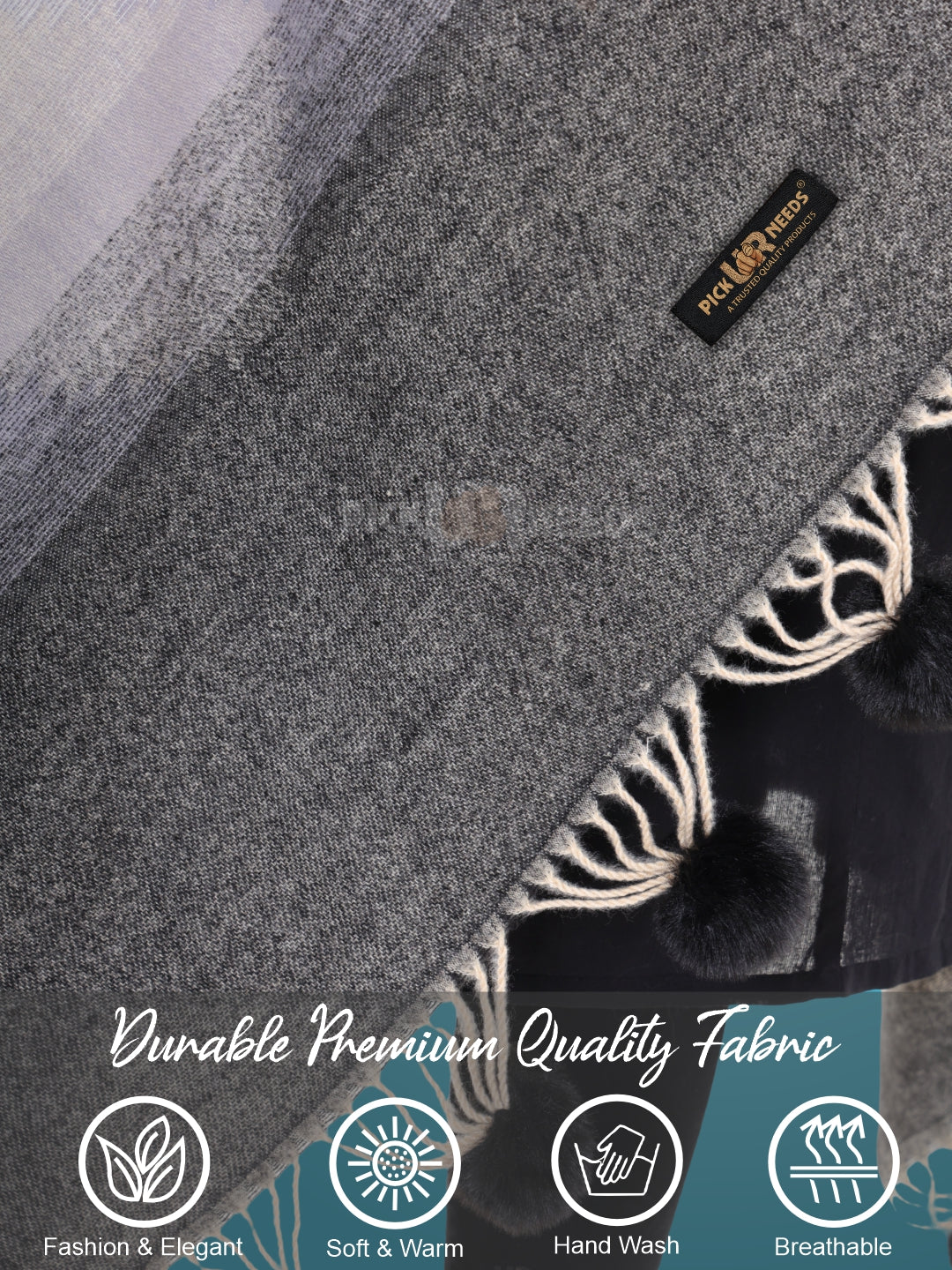 Pick Ur Needs Women’s Soft Woolen Shawl Premium Warm & Breathable Winter Stole  Elegant Striped Design with Tassels