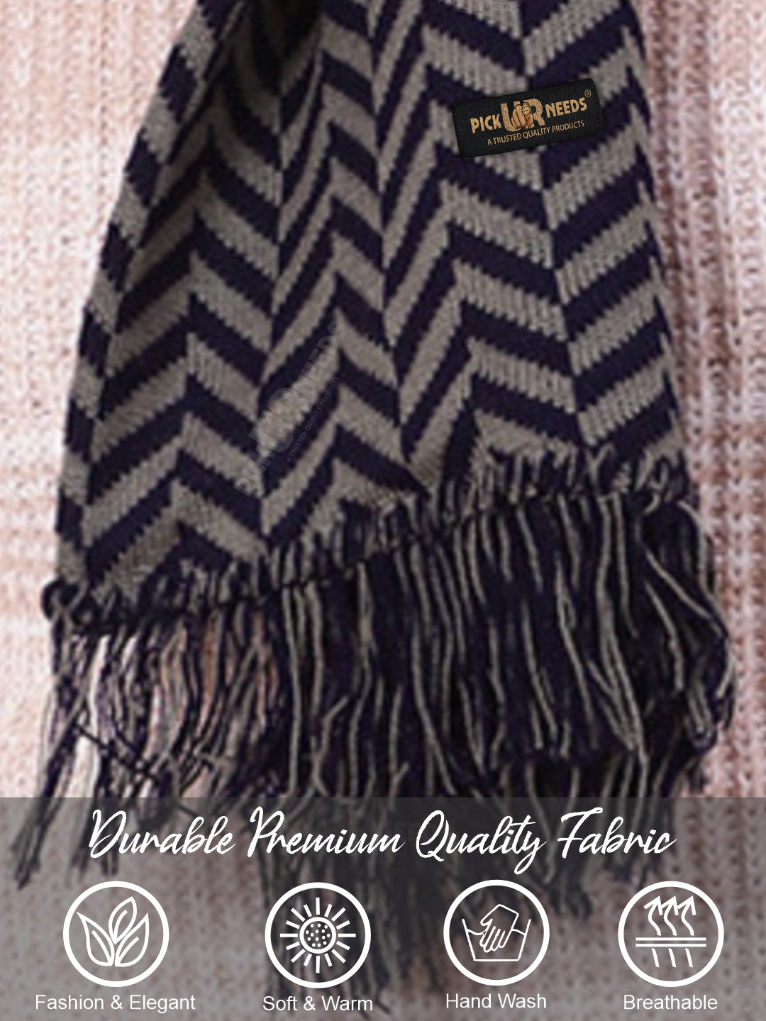 Pick Ur Needs Men's Stylish Zig Zag Knit Scarf  Soft, Warm & Breathable Fabric for Causal & Formal Wear Winter Muffler