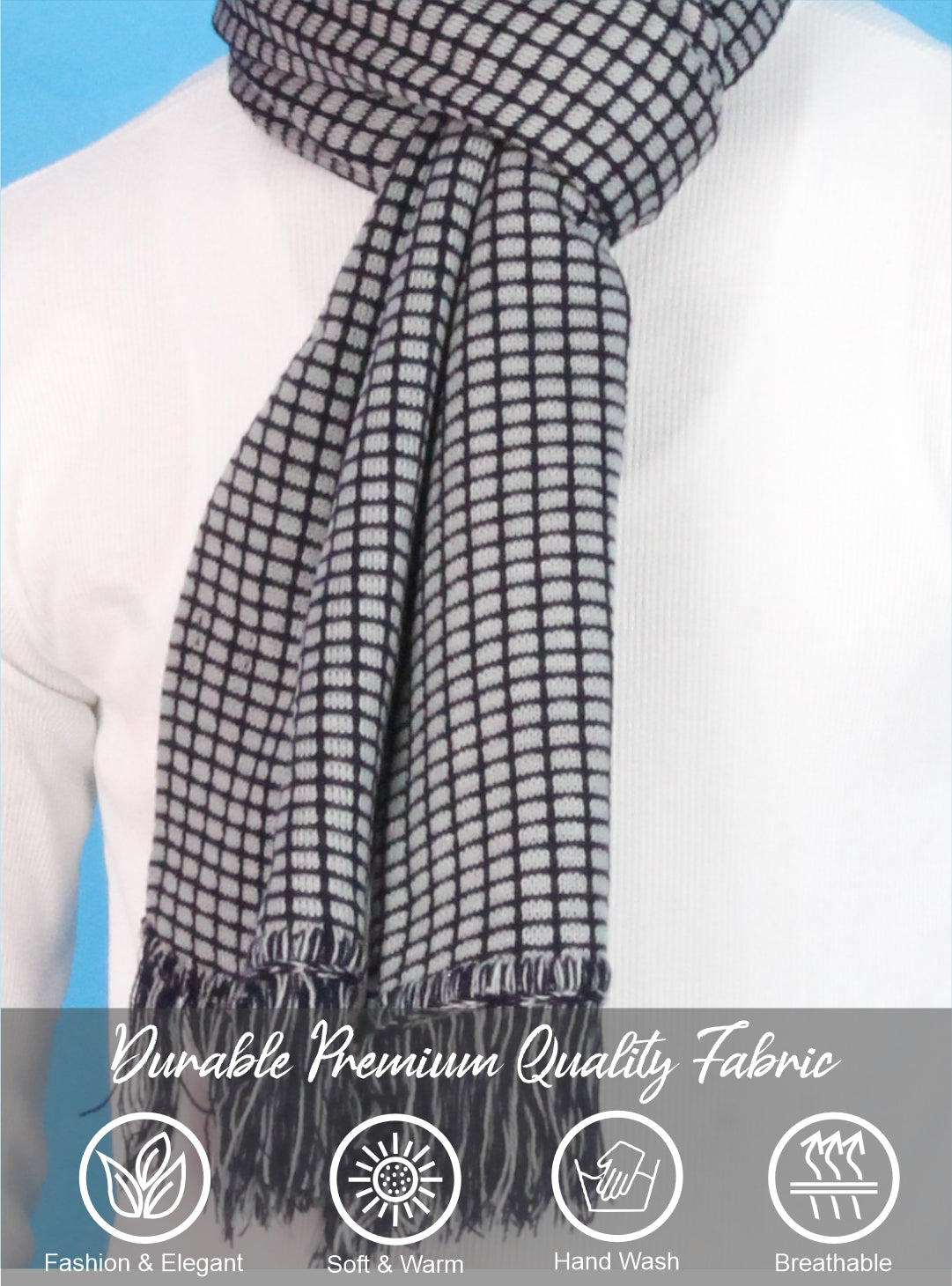 Pick Ur Needs Premium Winter Muffler Soft Warm Woolen for Men Scarf with Stylish Check Pattern Long & Comfortable Cold Weather Neck Wrap