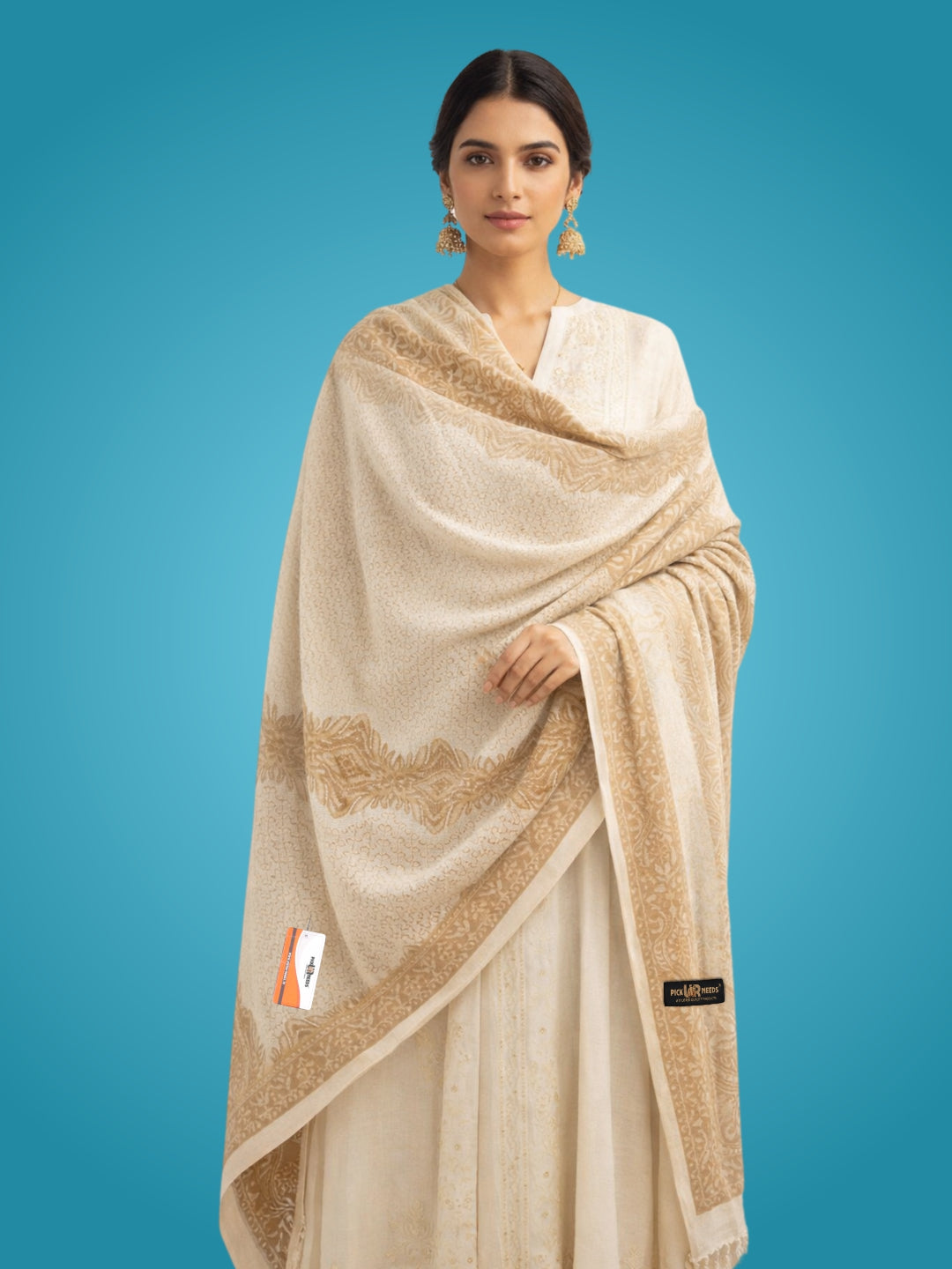Pick Ur Needs Soft & Elegant Ethnic Stole Woolen Shawl for Women Warm Winter Wool Shawls with Traditional Prints