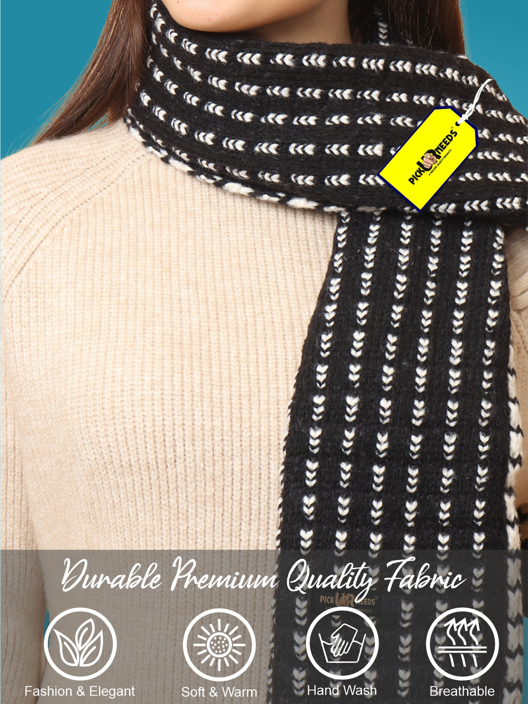 Pick Ur Needs Women Knitted Winter Muffler Soft & Warm Woolen Scarf with Stylish Pattern Lightweight Neck Wrap for Casual, Office
