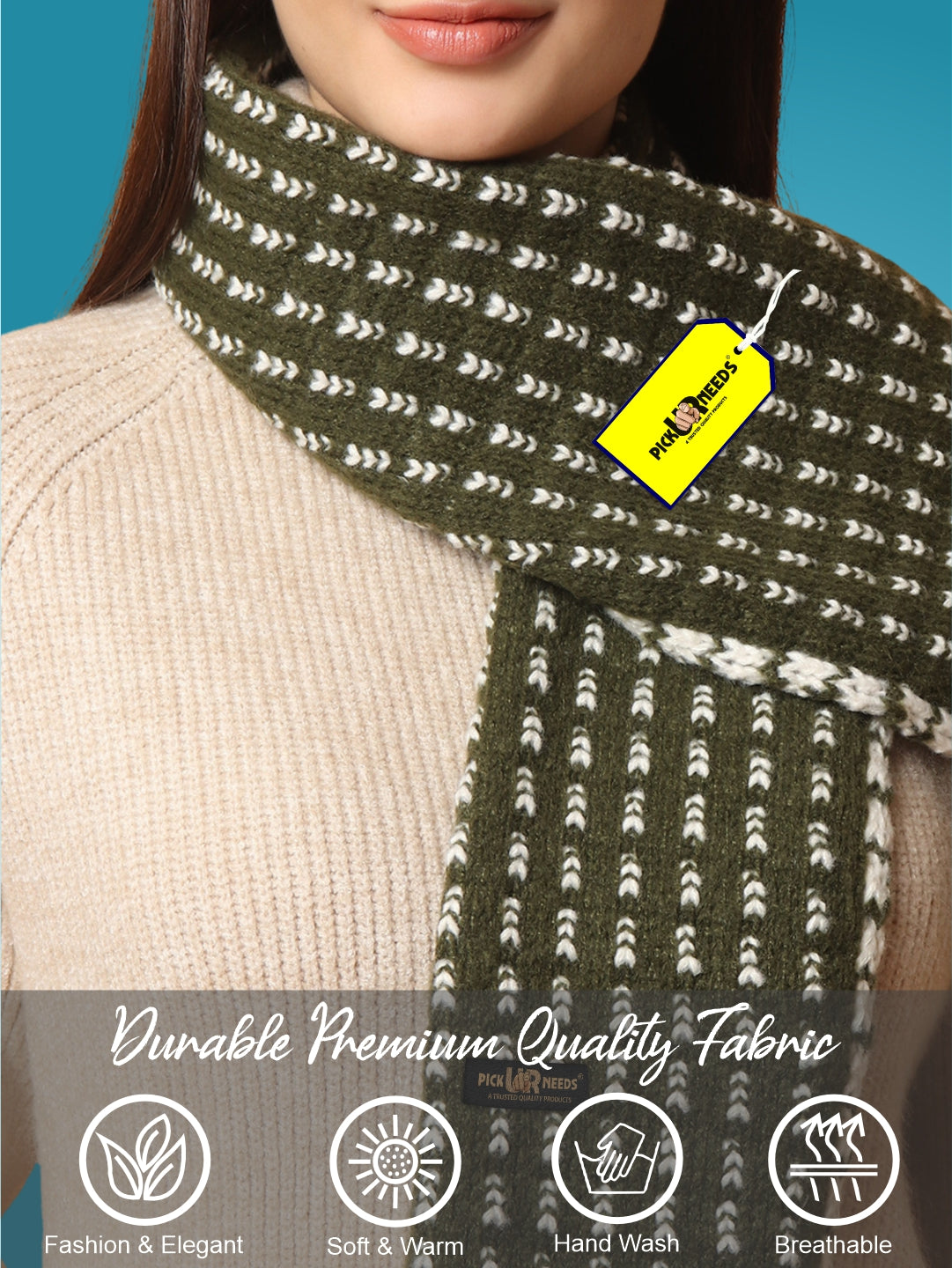 Pick Ur Needs Women Knitted Winter Muffler Soft & Warm Woolen Scarf with Stylish Pattern Lightweight Neck Wrap for Casual, Office