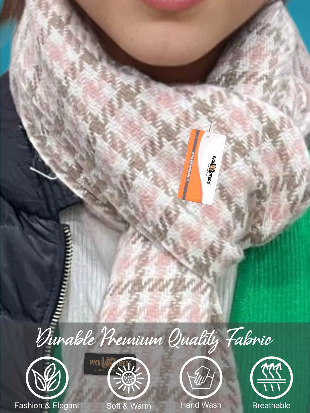 Pick Ur Needs Cashmere Premium Checkered Scarf for Women Soft Winter Muffler with Fringe