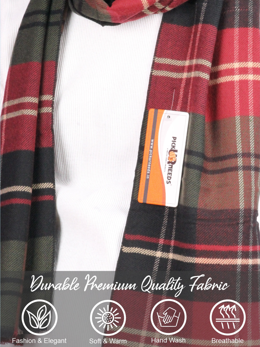 Pick Ur Needs Premium Winter Muffler for Men Soft Wool-Blend Checked Scarf Warm, Lightweight & Stylish Muffler for Office, Casual & Outdoor Wear