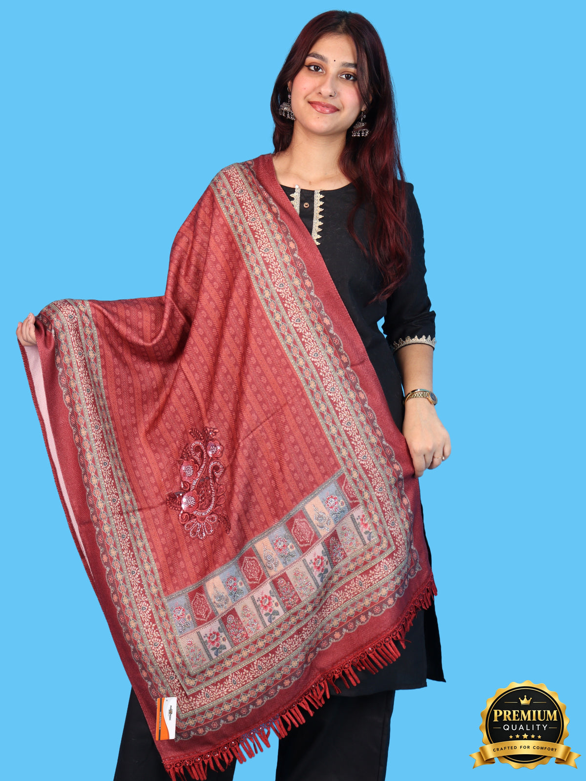 Pick Ur Needs Premium Soft Woolen Women & Girls Stylish Shawl with Elegant Design for Winter & Wedding