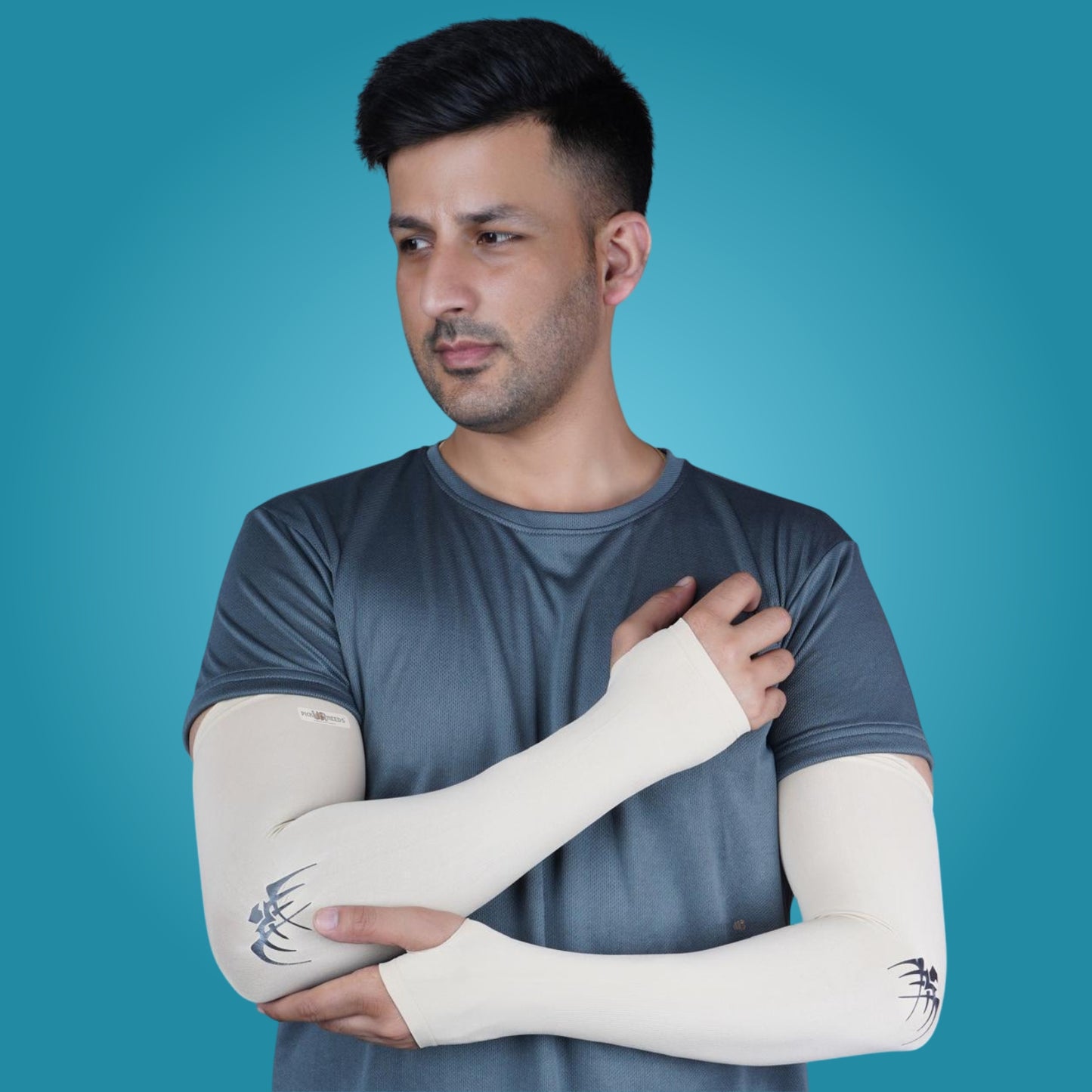 Pick Ur Needs UV Protection Arm Sleeves with Thumb Holes, Nylon Sun Protection Hand Cover for Running and Cycling, Unisex